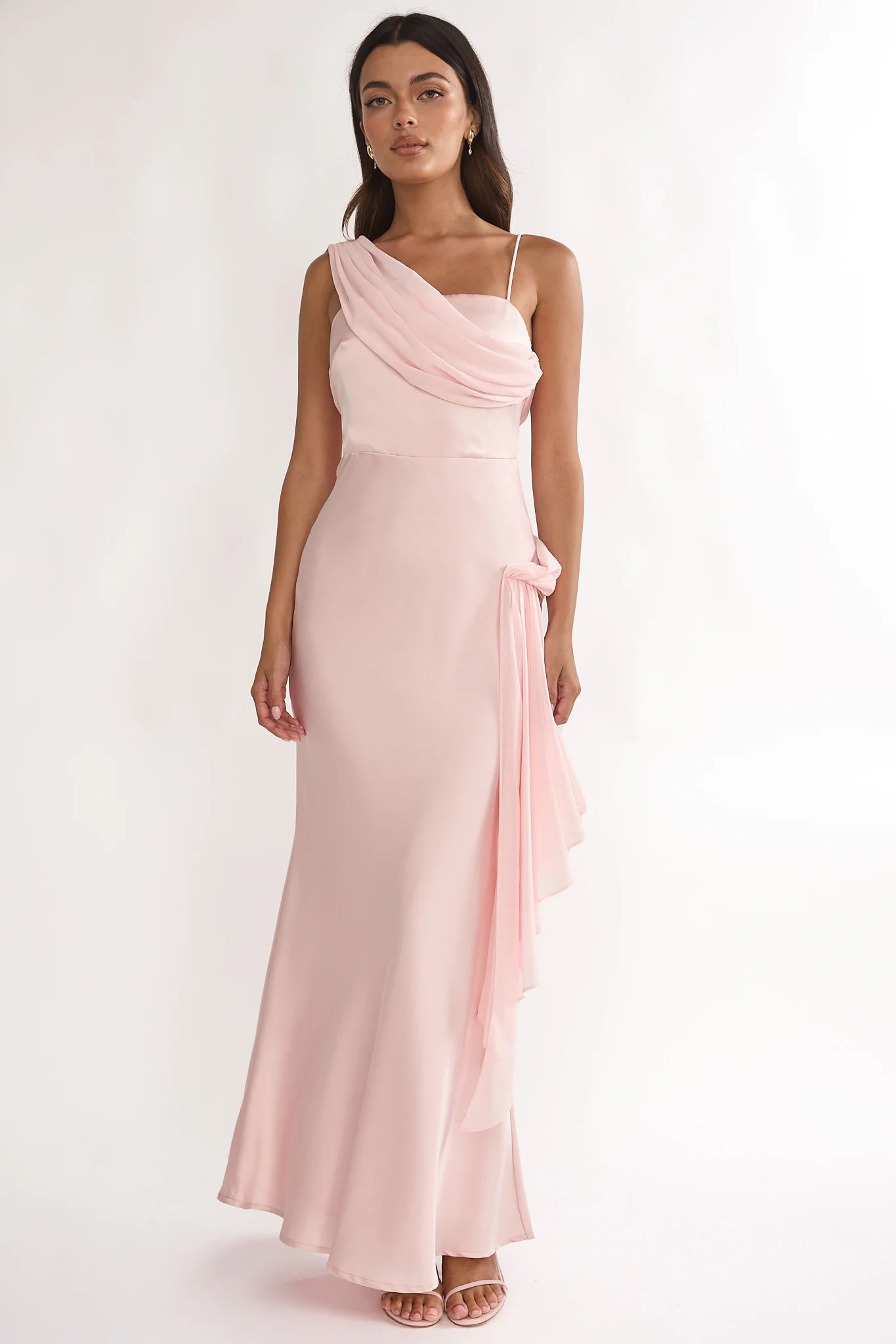 Doloros Drape Accent Maxi Dress Pink