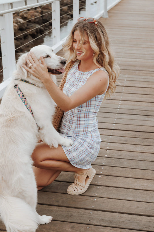 Circe Mini Dress - Light Blue Plaid