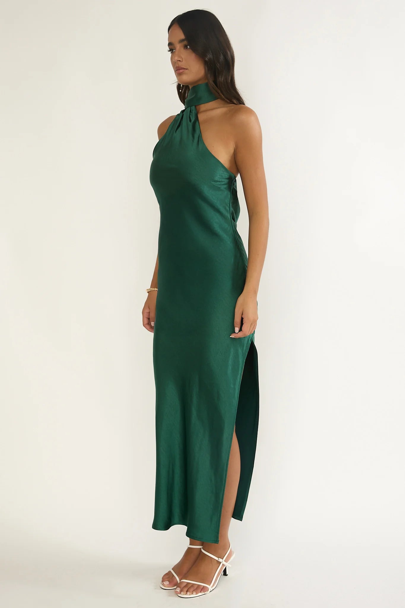 Rionna Open Cowl Back Maxi Dress Forest Green