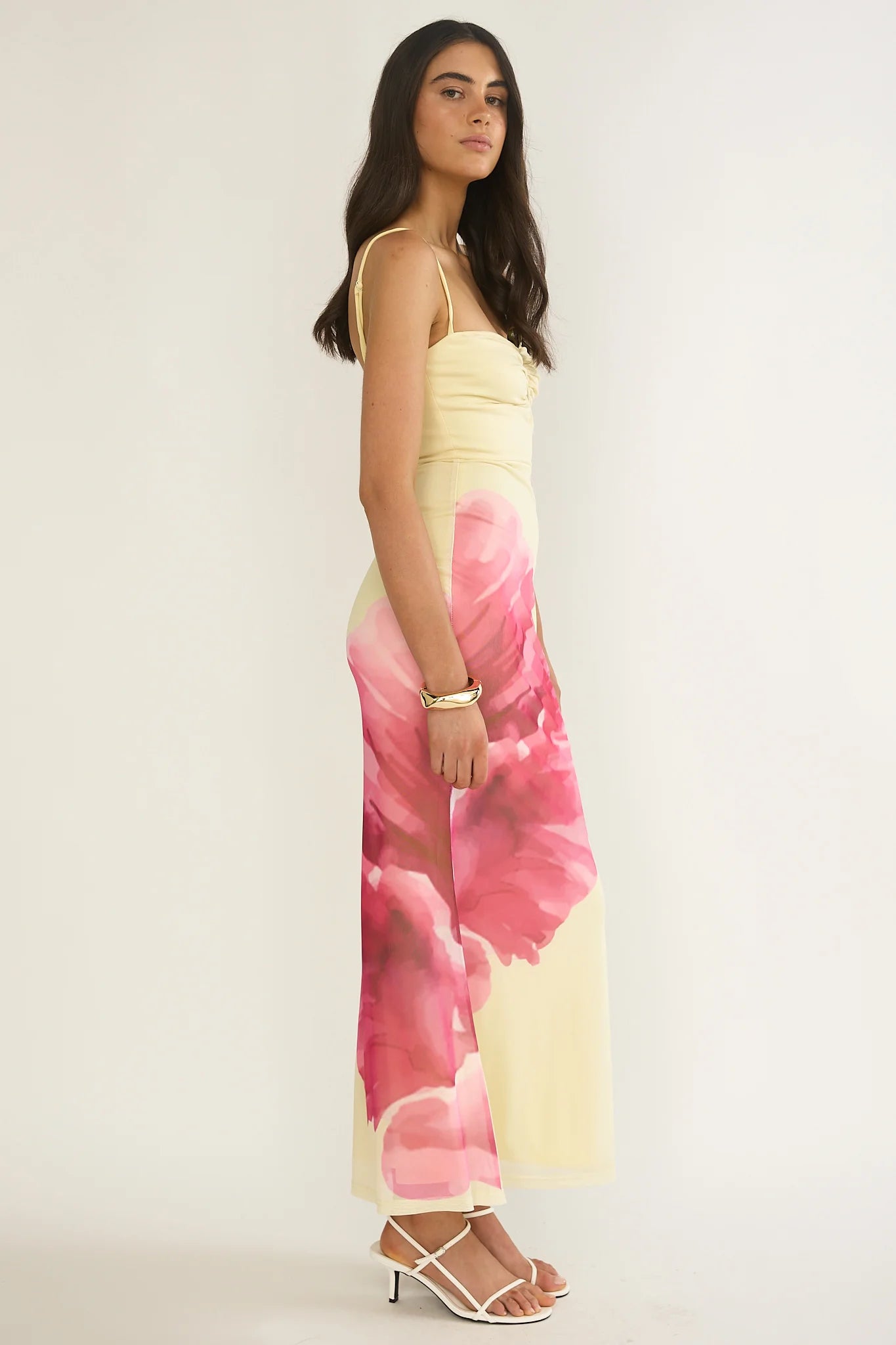 Orabella Waterdrop Wire Bust Maxi Dress Floral Butter