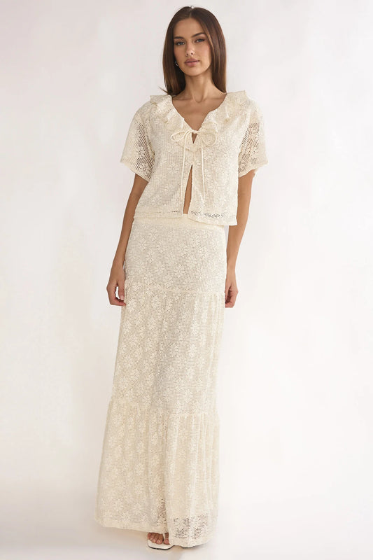 Sera Lane Crochet Maxi Skirt Cream