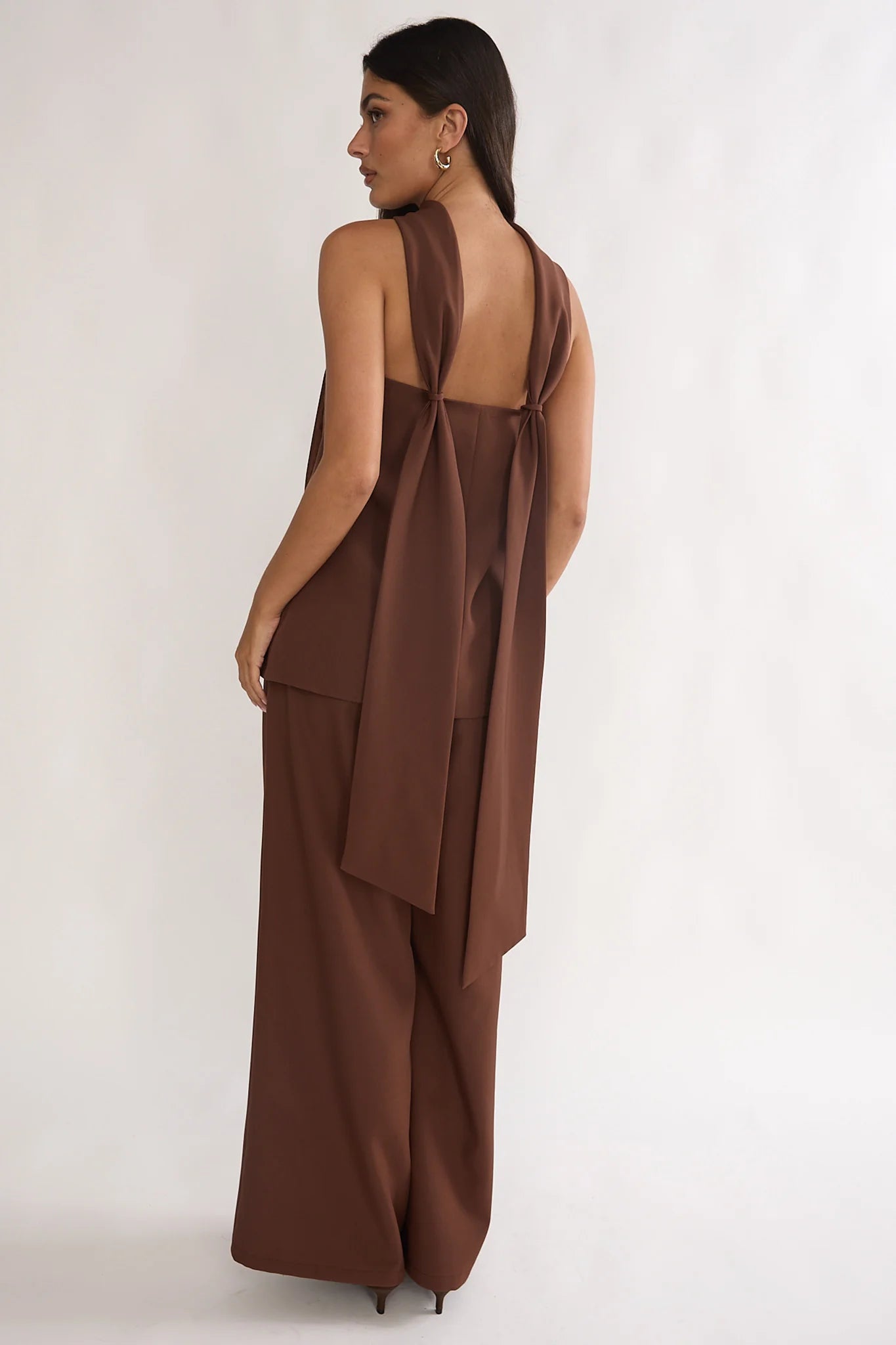Florene Strapless Split Scarf Top Chocolate