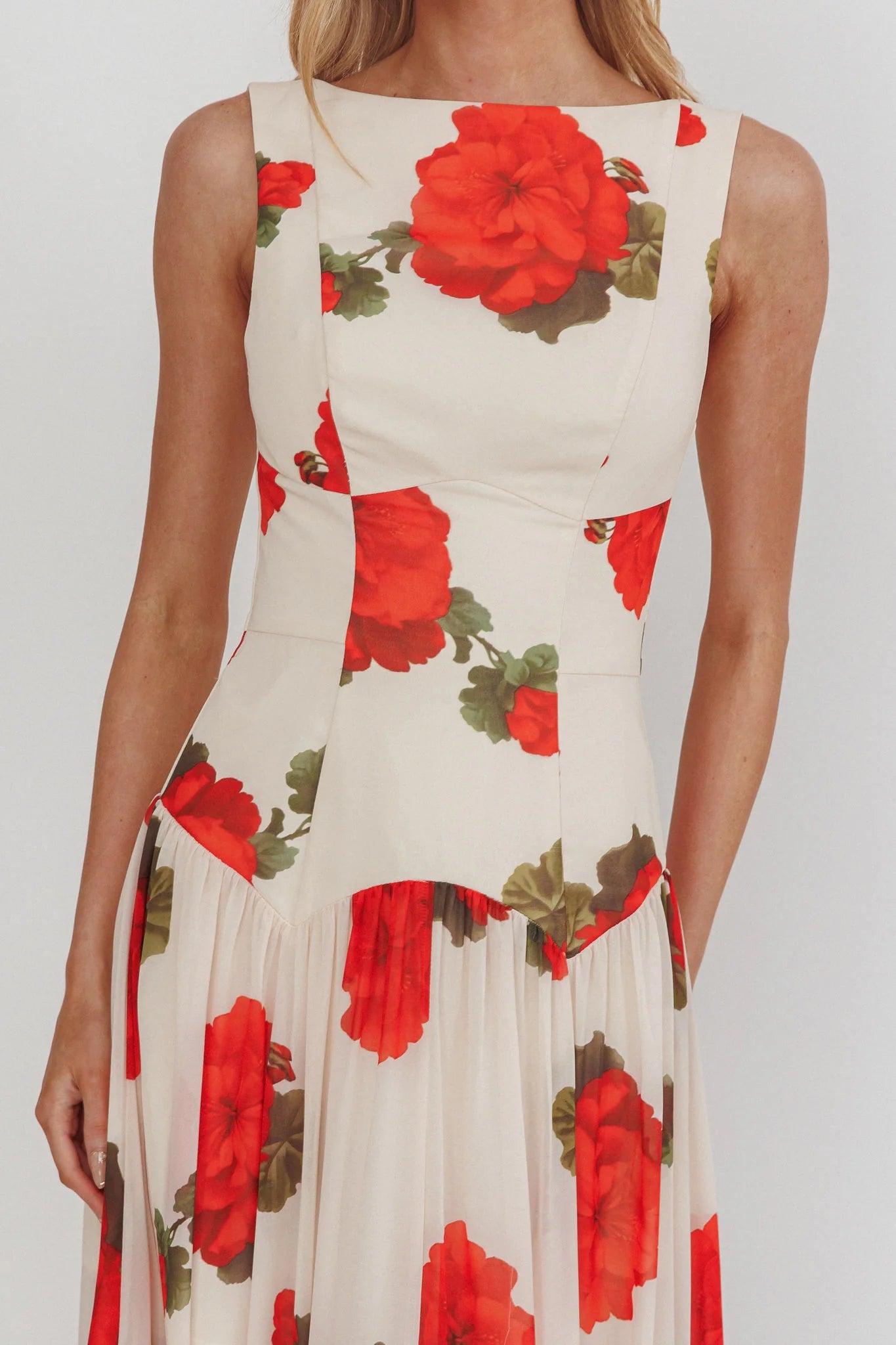 Opulent Low Back Maxi Dress Floral Rose