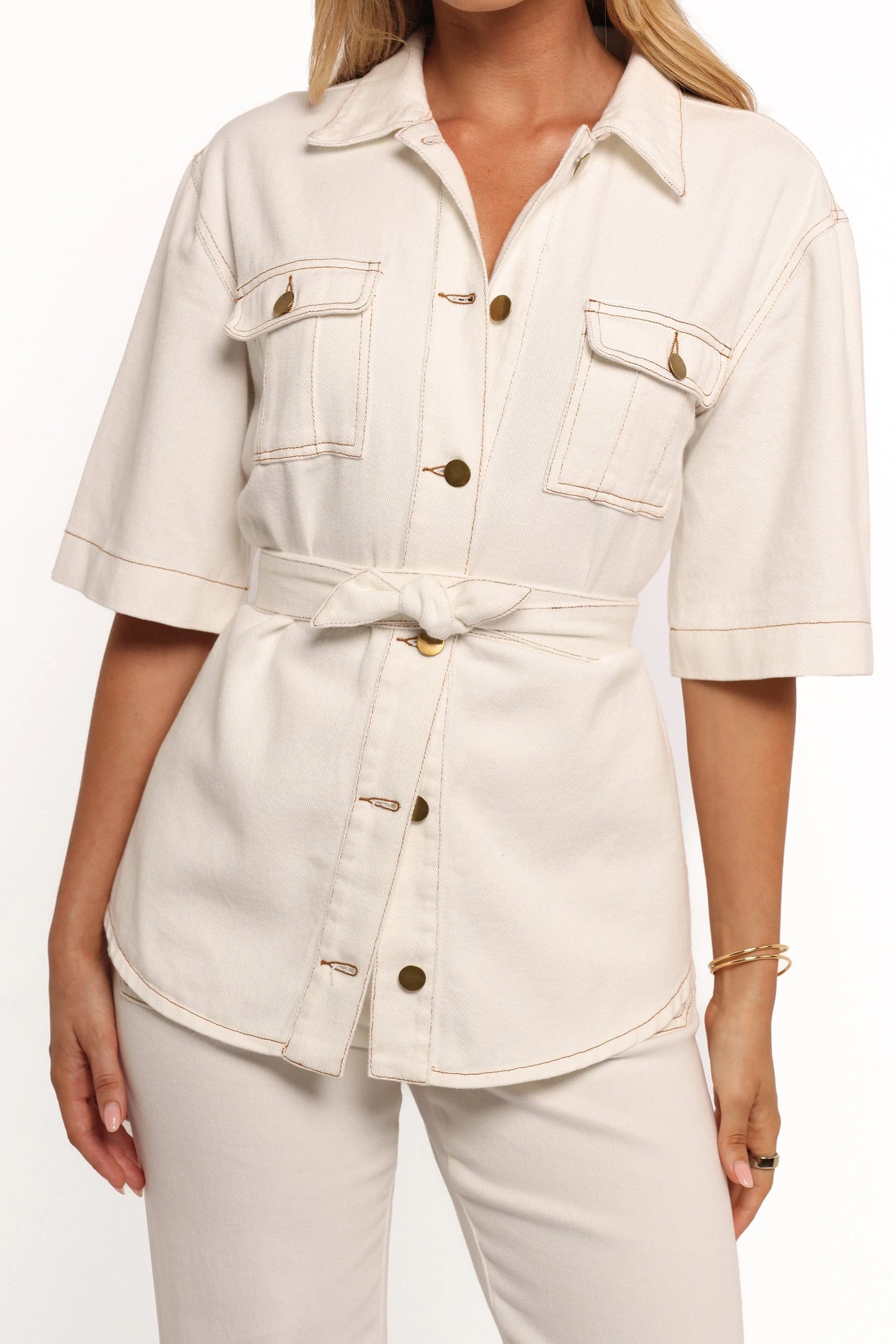 Lepal Denim Shirt - White