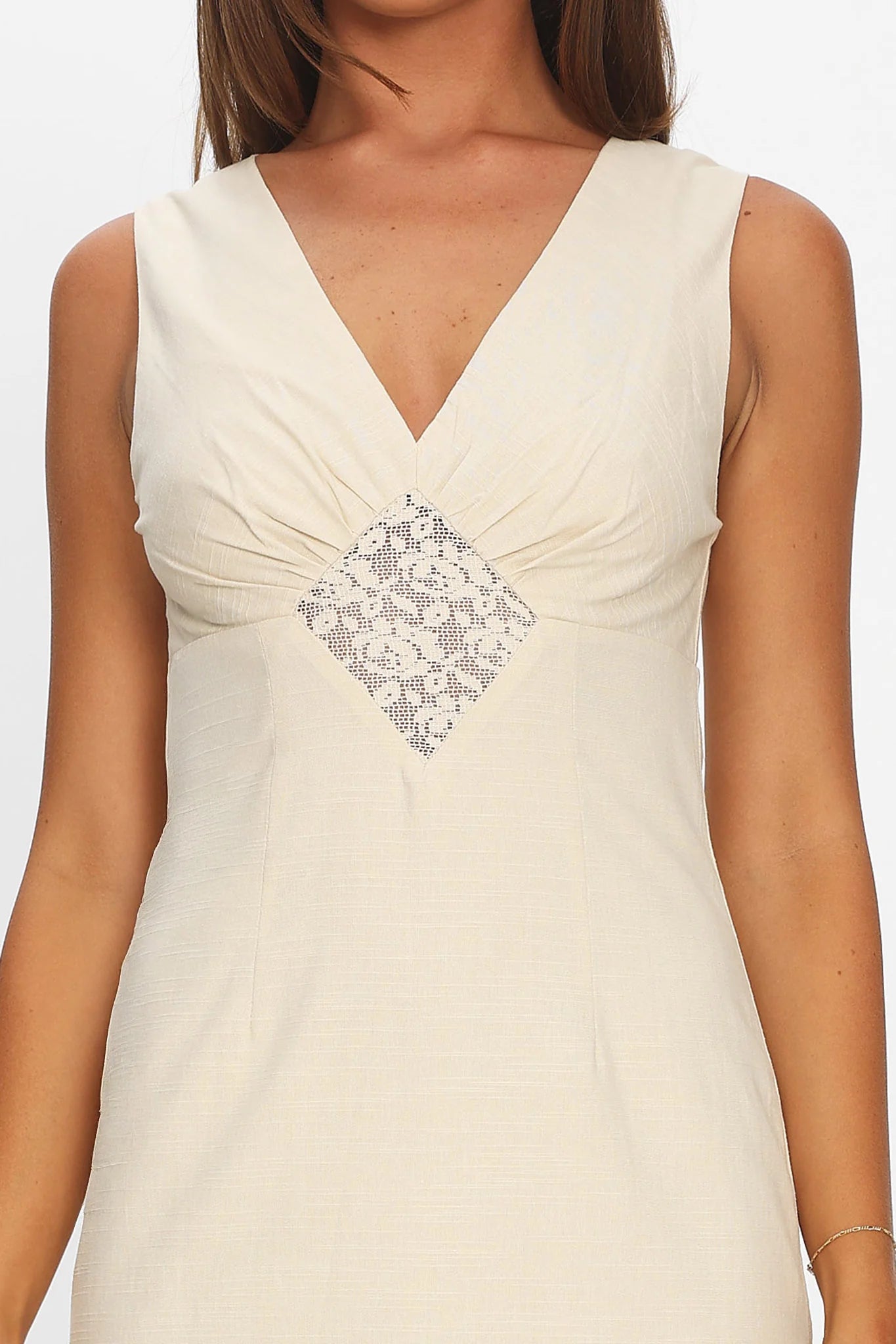 Perry Lace Insert Maxi Dress Vanilla