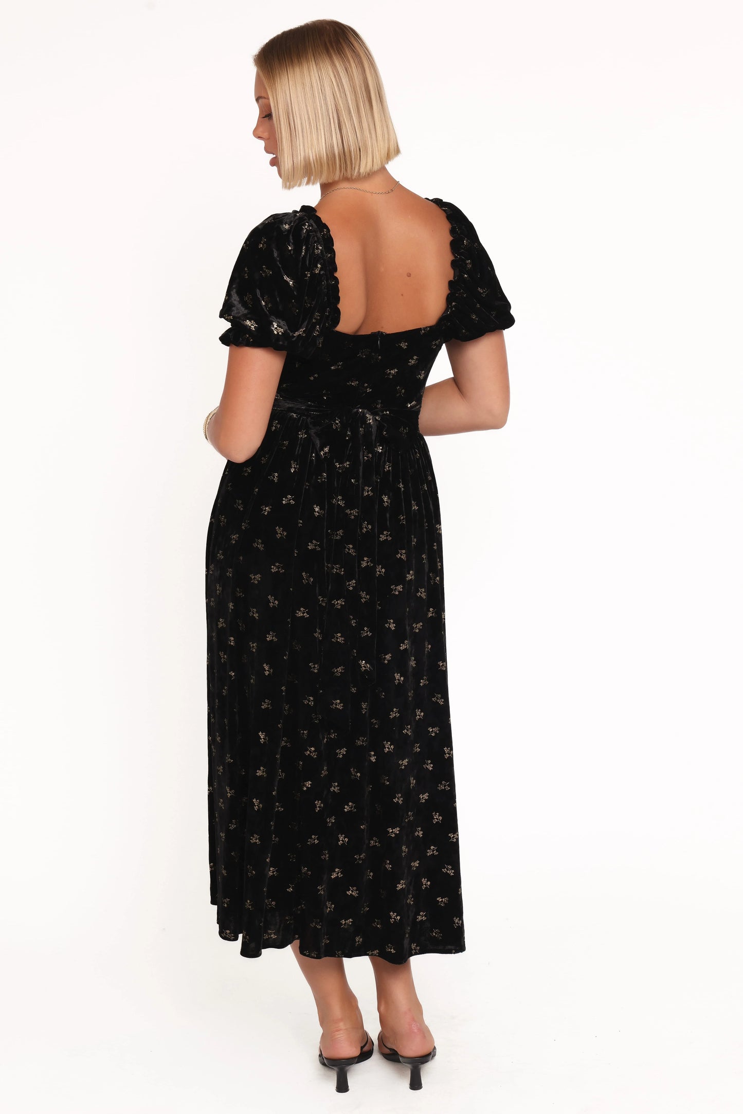 Farryn Maxi Dress - Black/Gold Velvet