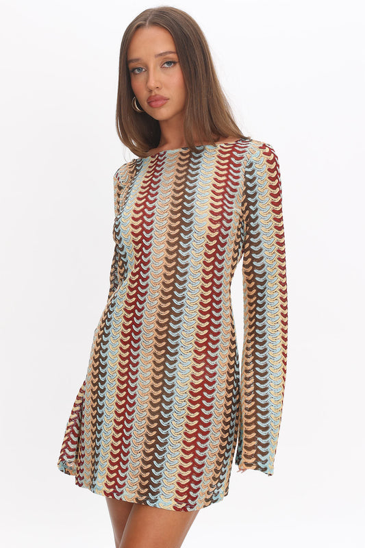 Raley Backless Crochet Mini Dress Rainbow