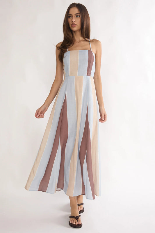 Second Glance Olga Criss-Cross Back Maxi Dress Stripe