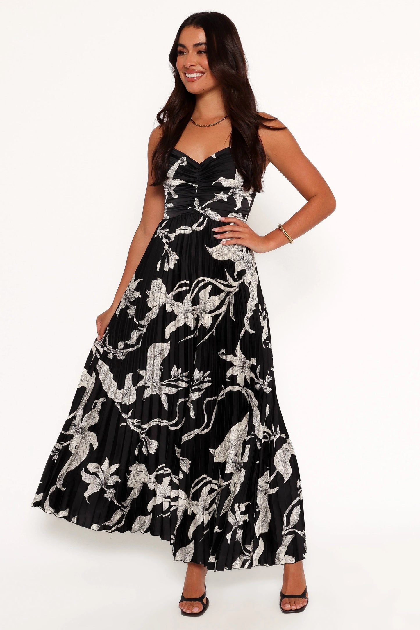 Angelique Pleated Jumpsuit - Black Floral