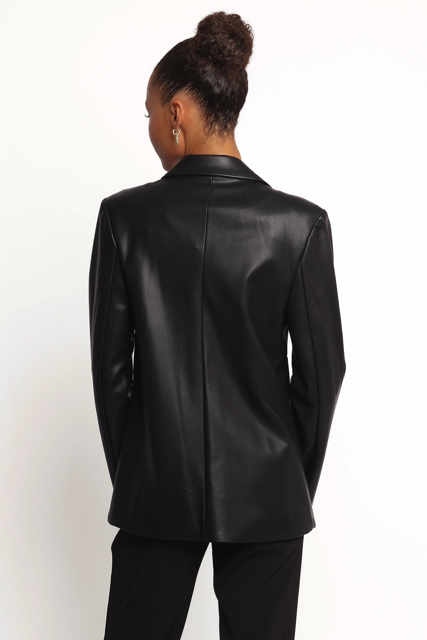Jamie Faux Leather Blazer - Black