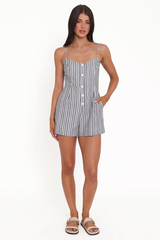 Reesa Romper - Smoke Stripe