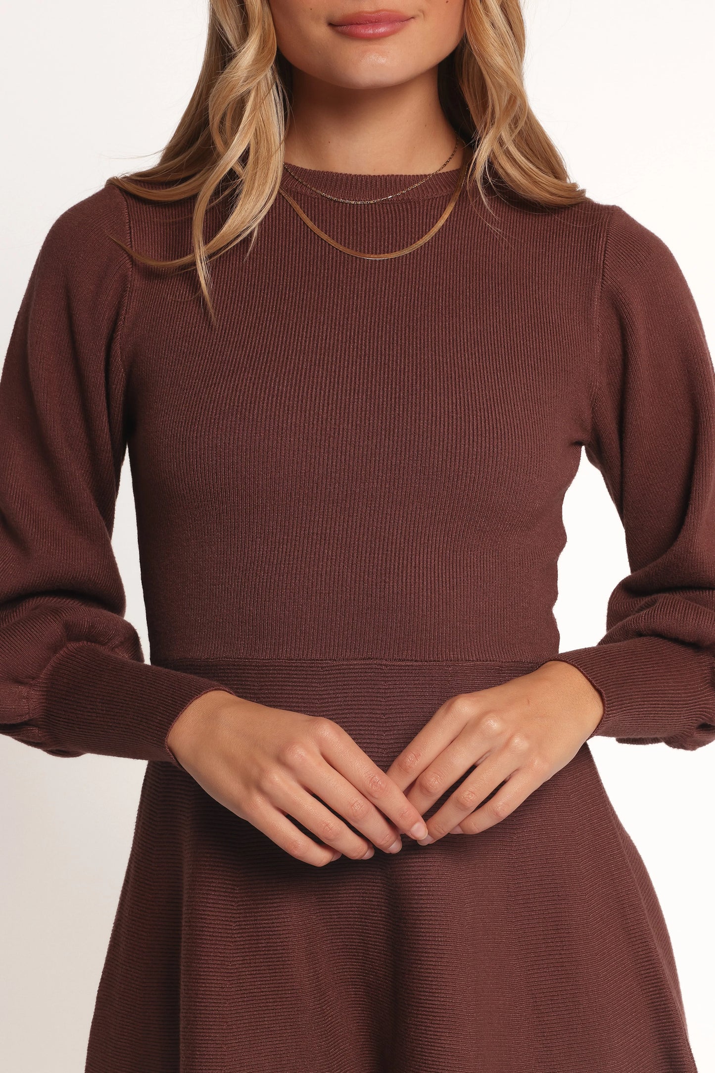 Gigi Long Sleeve Mini Dress - Brown