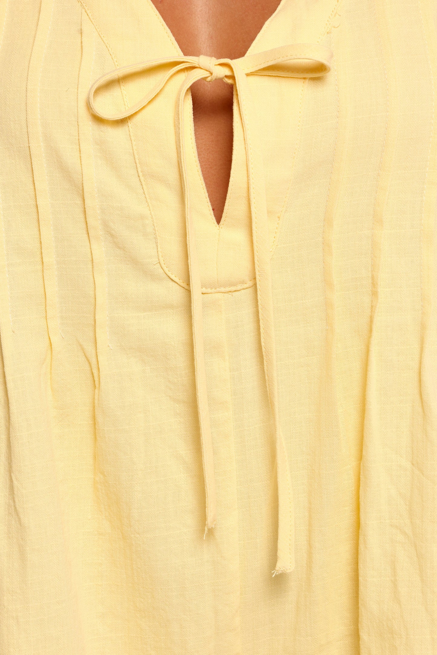 Kallie Tie Front Romper - Butter Yellow
