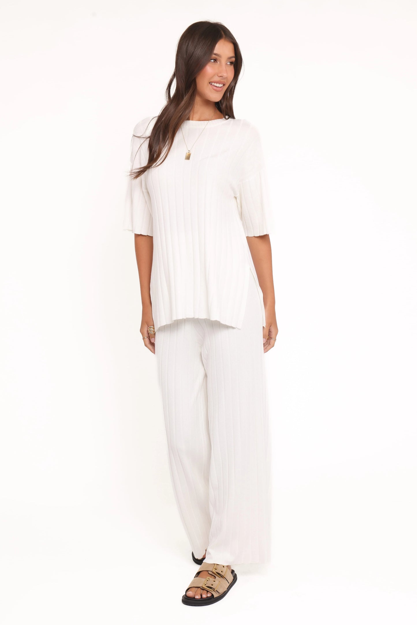 Alix Ribbed Knit Set - Cream