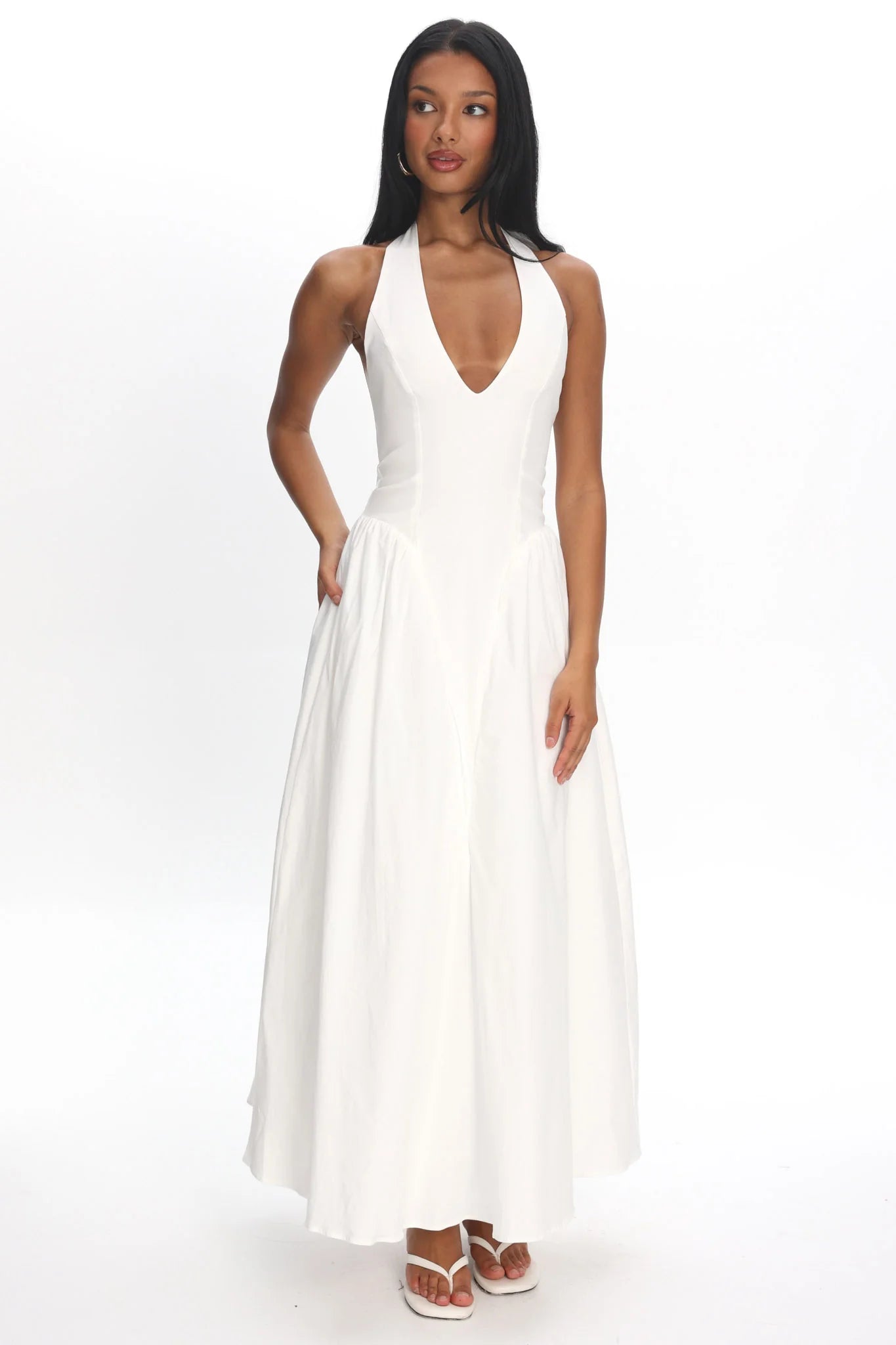 El Corazon Halterneck Maxi Dress Cream