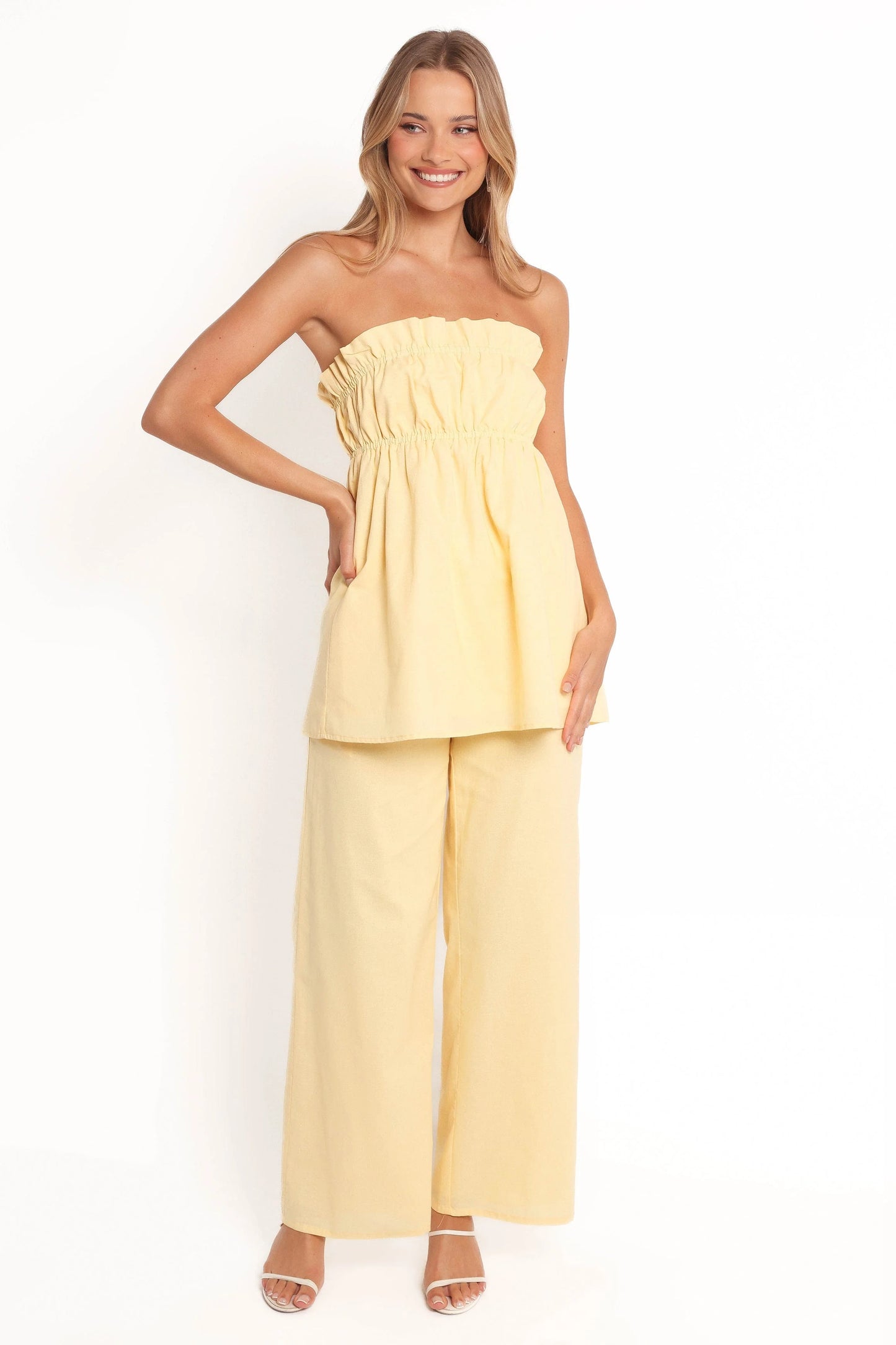 Ember Strapless Tunic Top - Butter Yellow