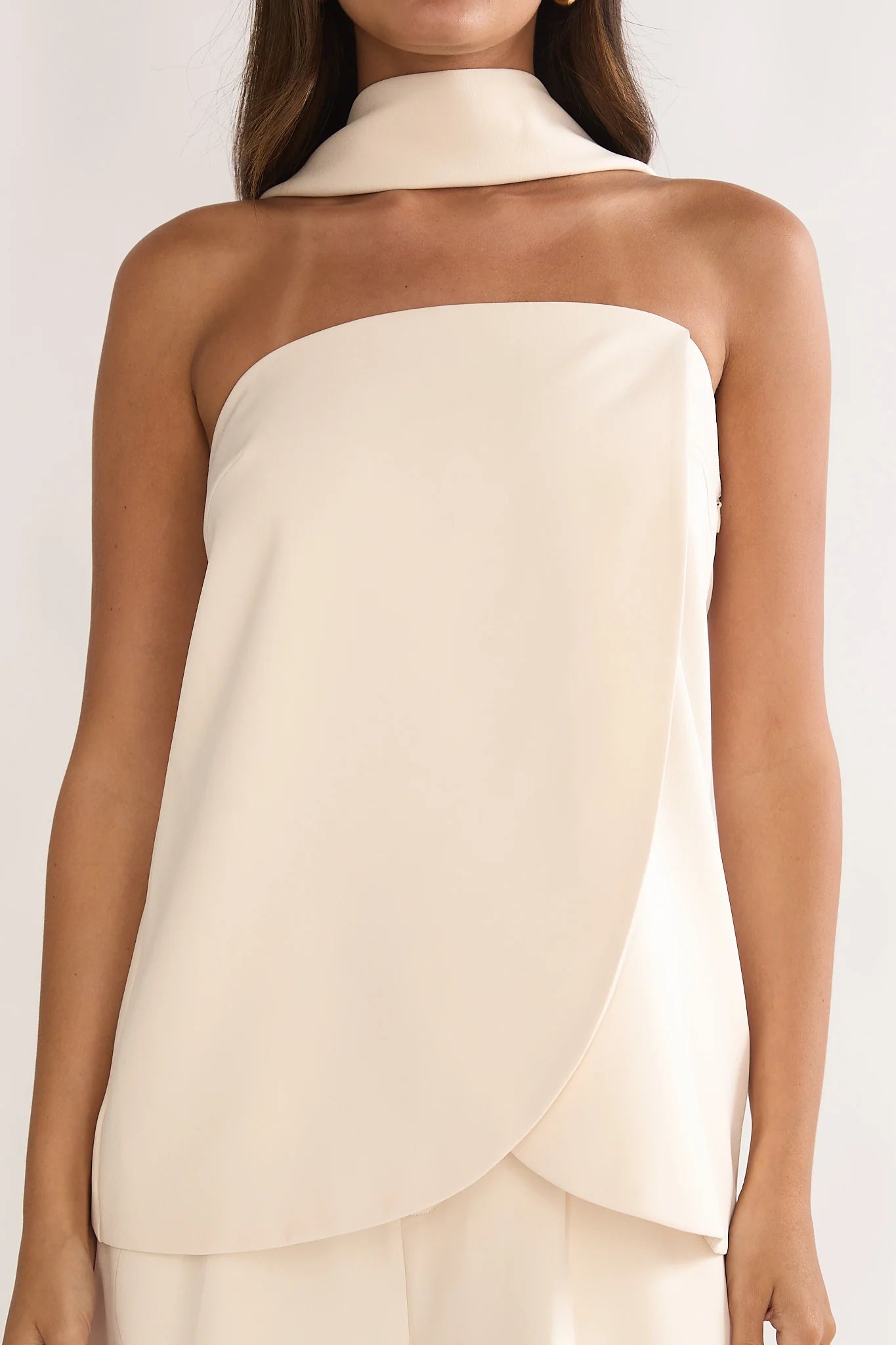 Florene Strapless Split Scarf Top Vanilla