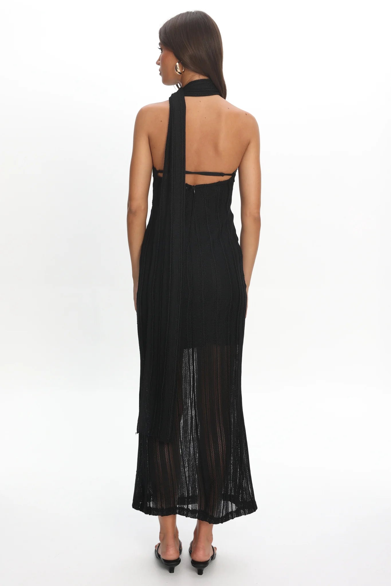Cozette One-Shoulder Knit Dress Black