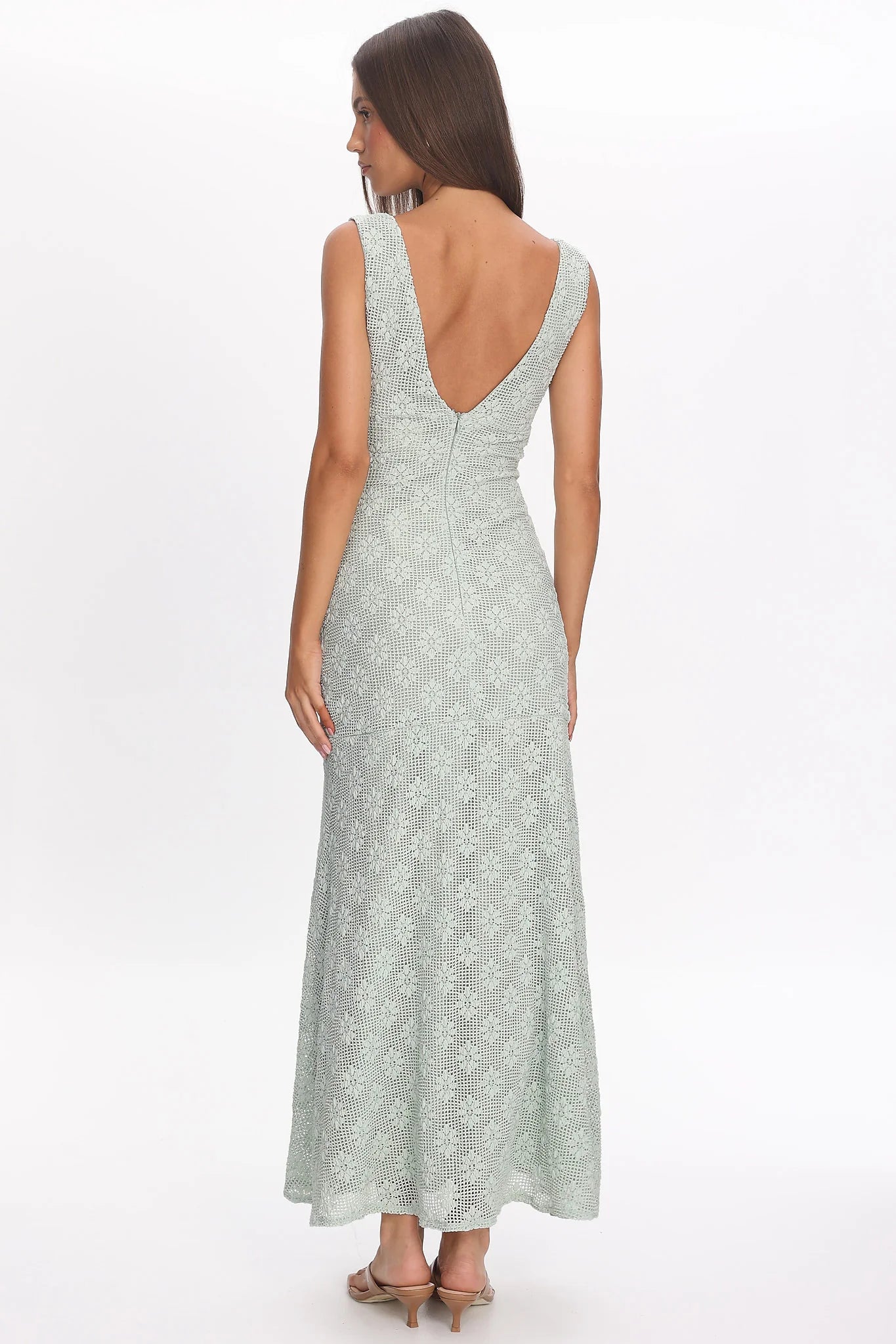Sunshine Girl Crochet Maxi Dress Sage