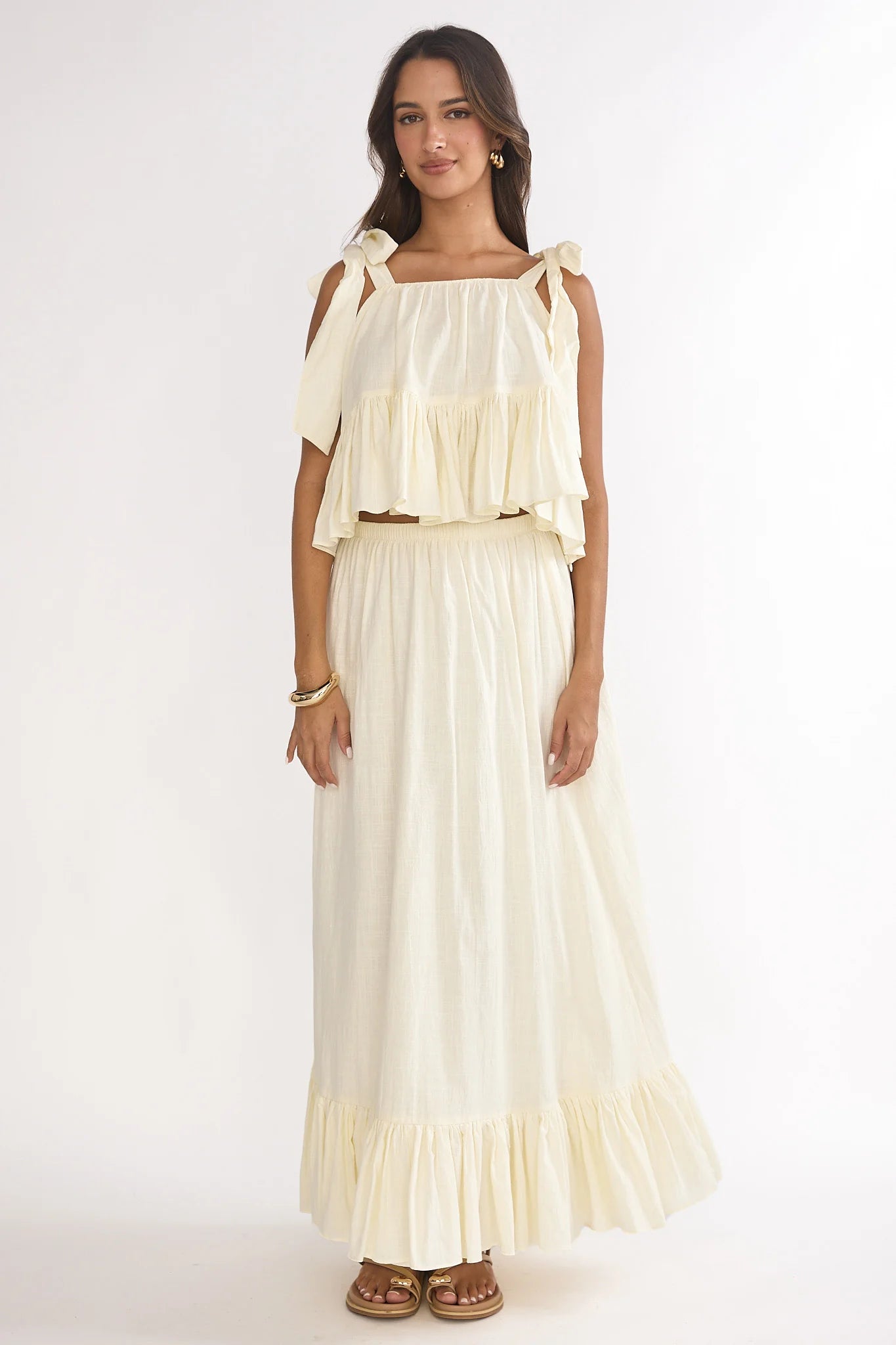 Alera Tied Shoulder Top Vanilla