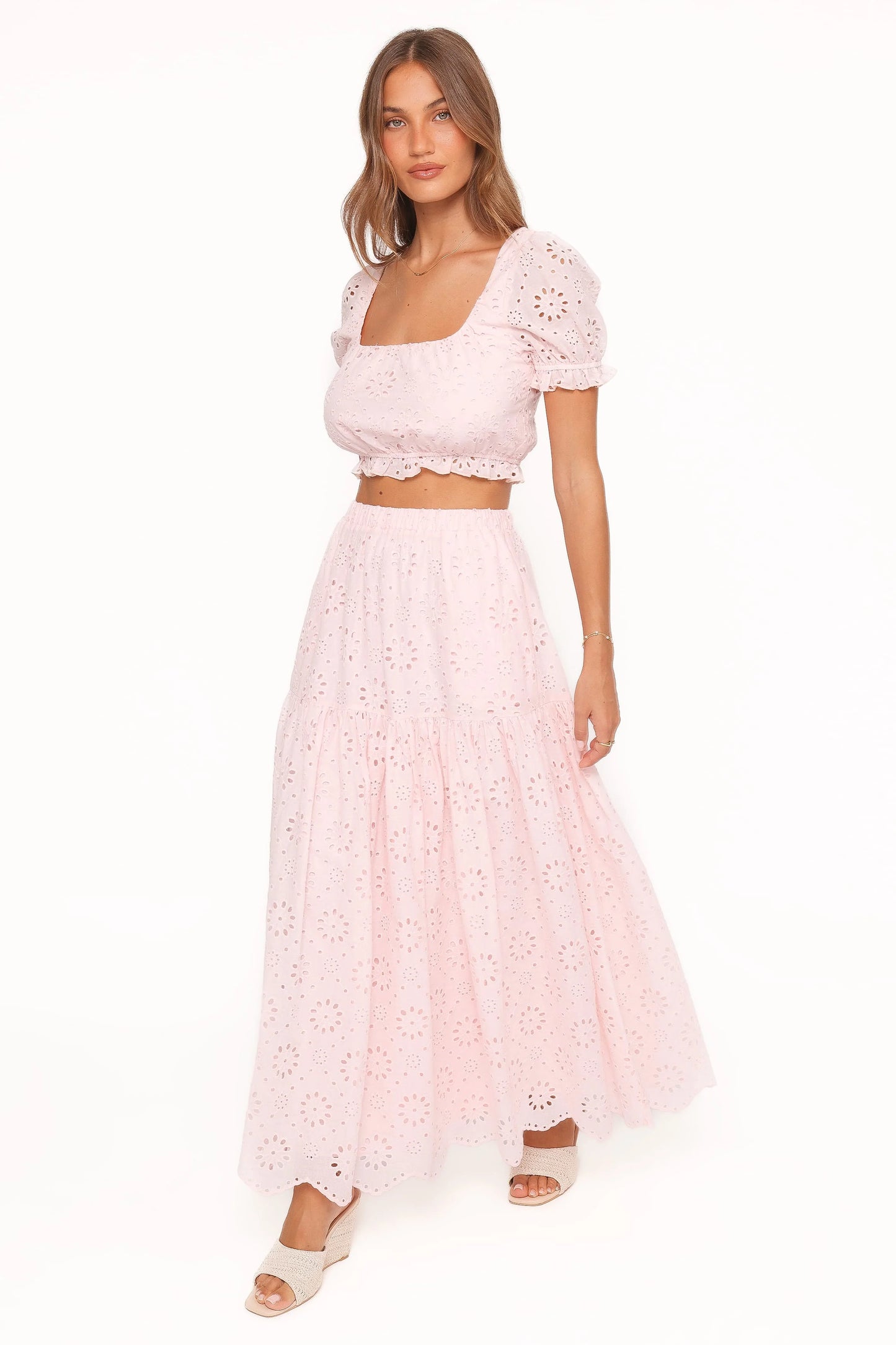 Angelina Skirt Set - Pink Broiderie