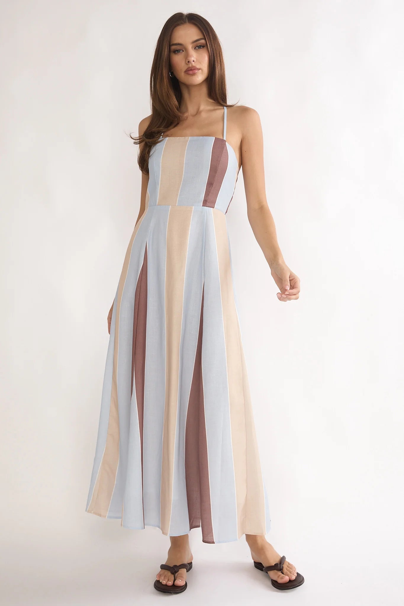 Second Glance Olga Criss-Cross Back Maxi Dress Stripe