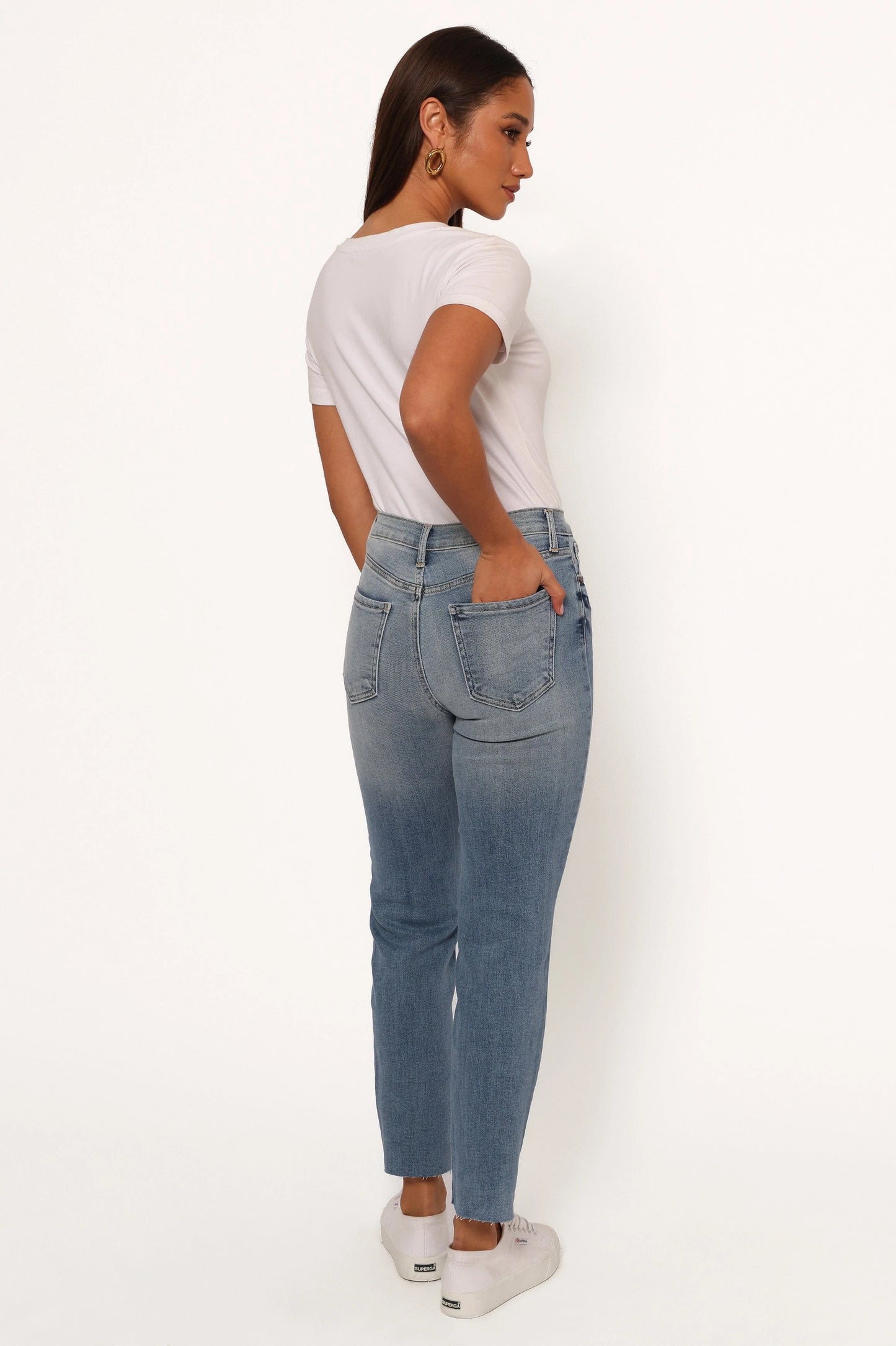 Just Black Distressed Slim Leg Jean - Light Denim