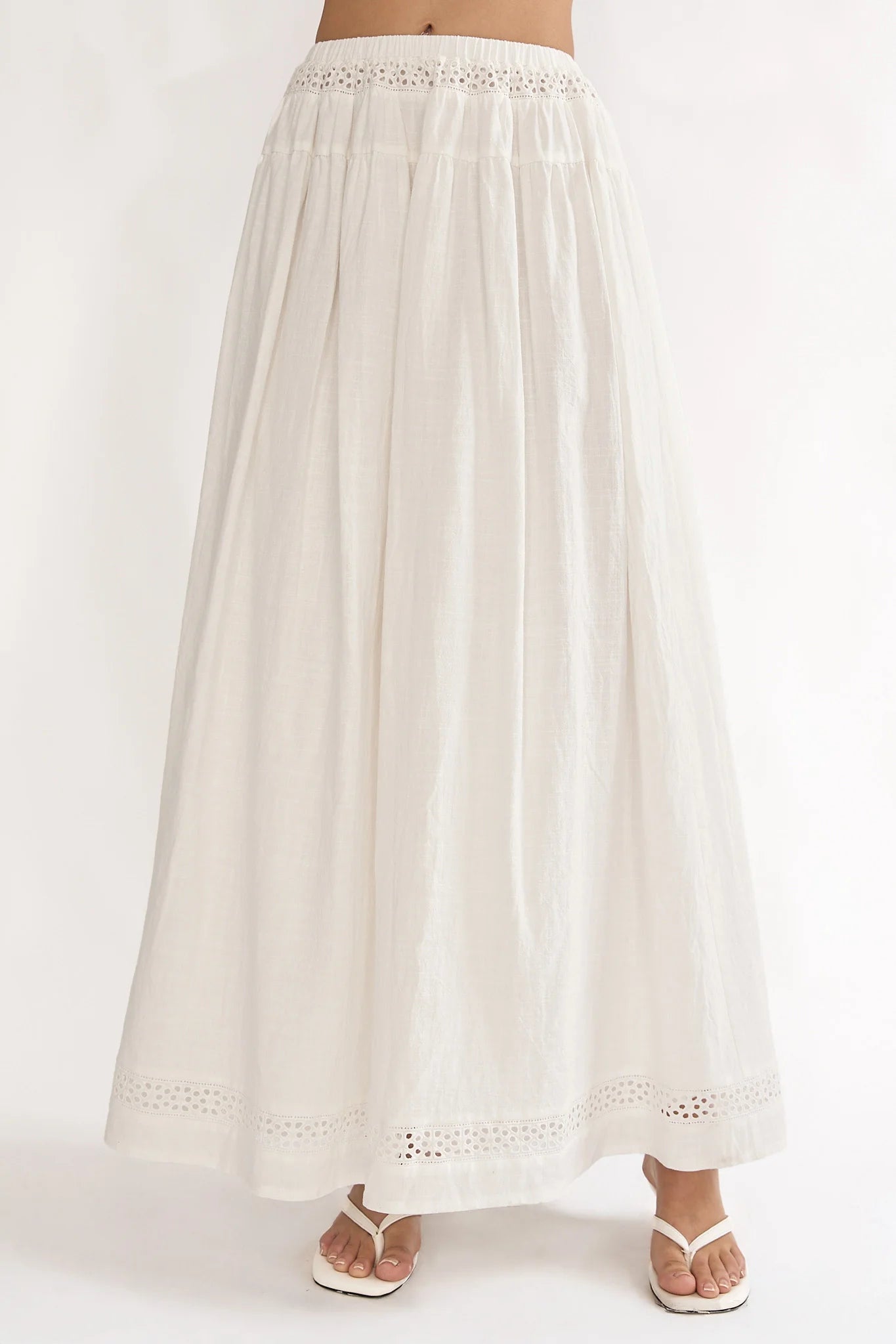 Beliza Lace Trim Skirt White