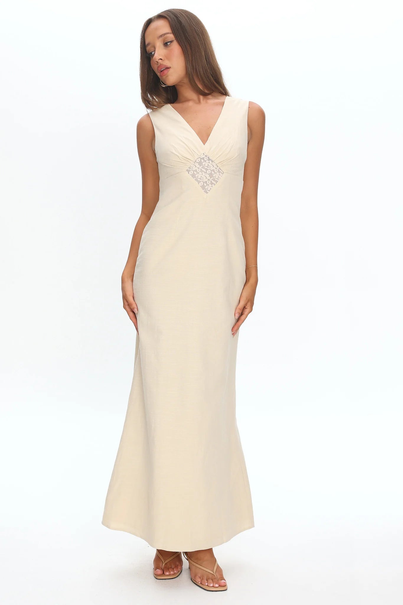 Perry Lace Insert Maxi Dress Vanilla