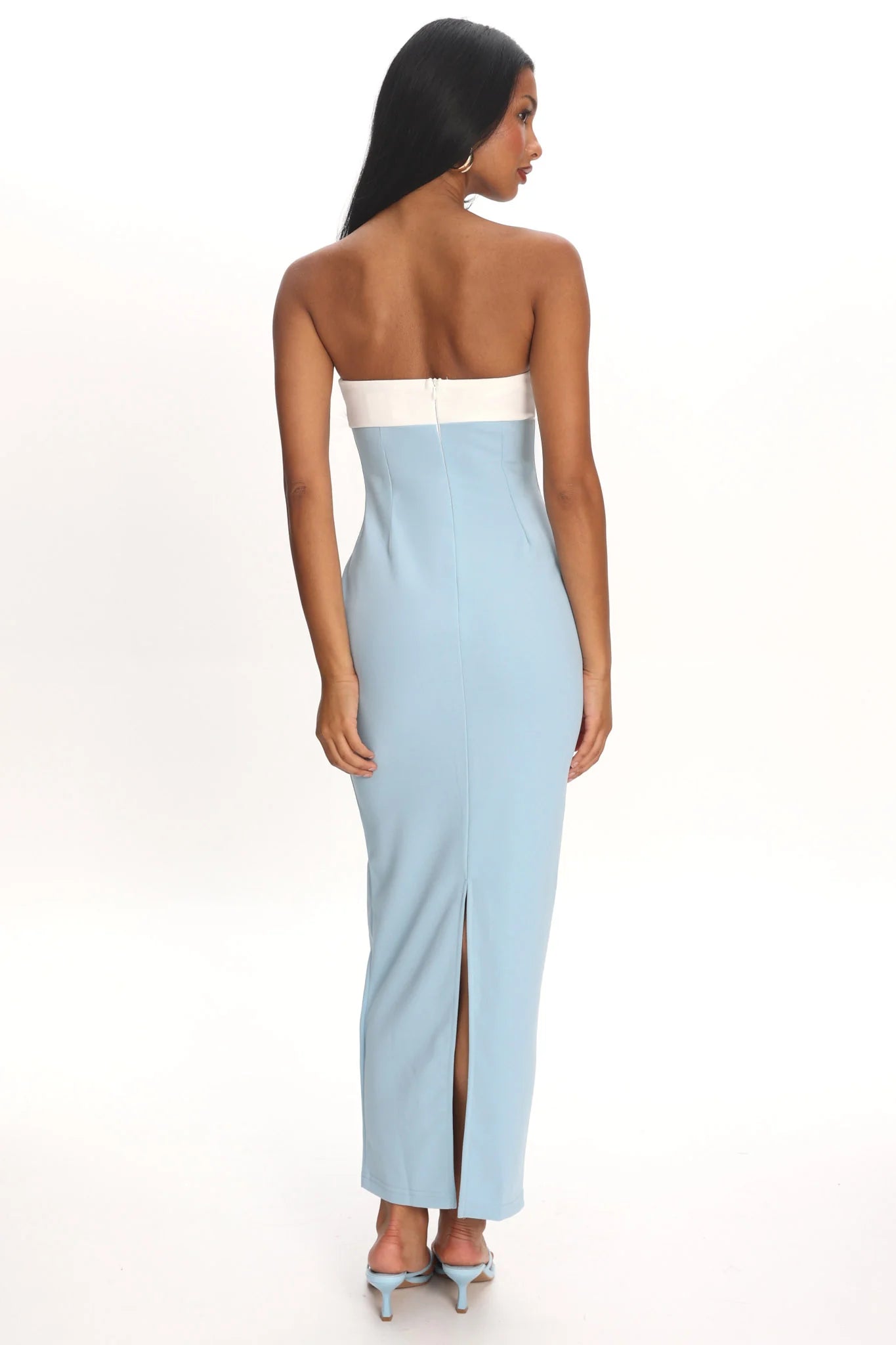 Regent Strapless Maxi Dress Contrast Blue