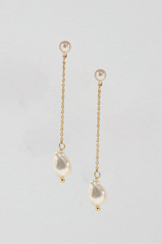 Rosamund Pearl Drop Earrings Gold
