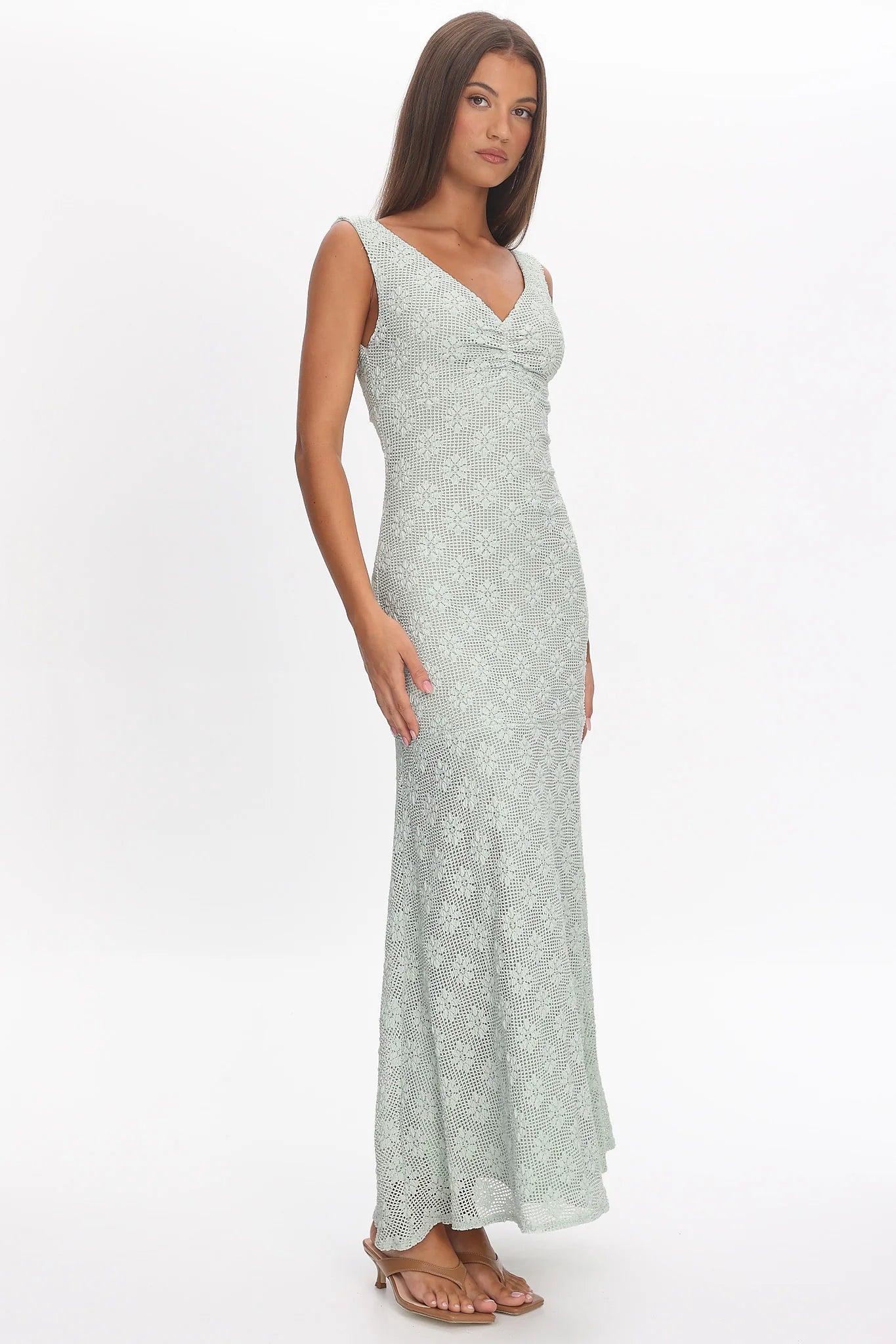 Sunshine Girl Crochet Maxi Dress Sage