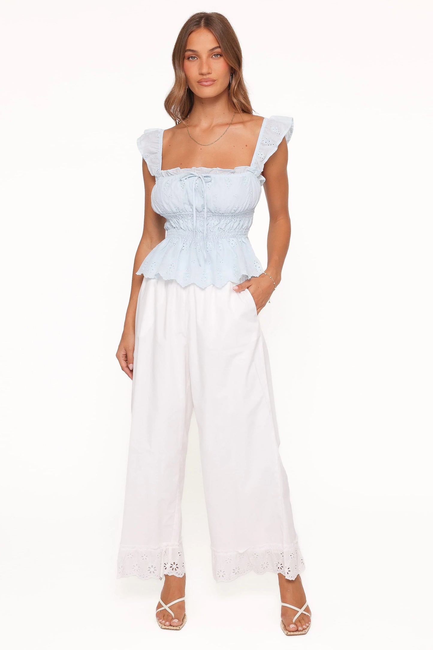 Melissa Peplum Top - Pale Blue