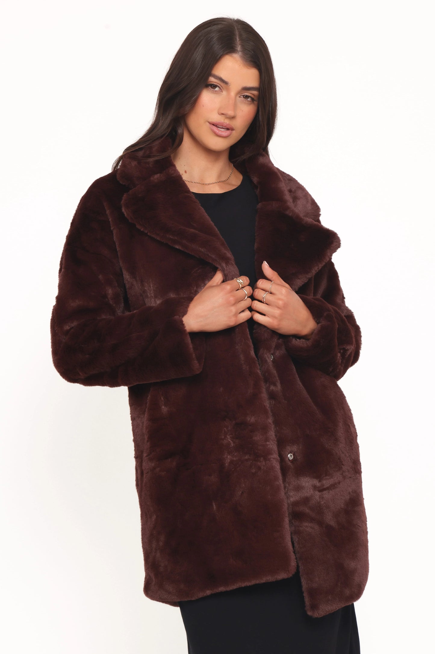 Meeka Faux Fur Jacket - Burgundy
