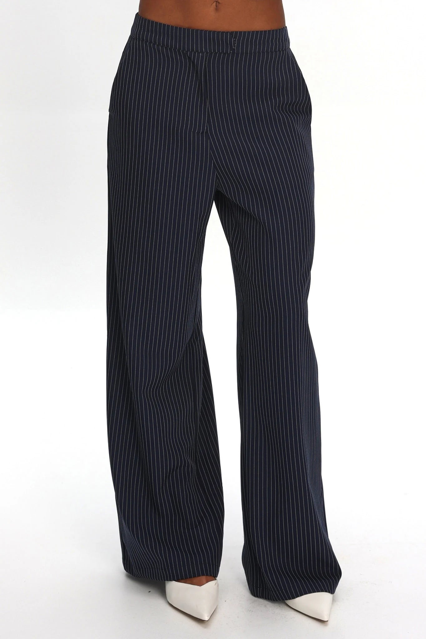 Renee Wide Leg Pants Pinstripe Navy
