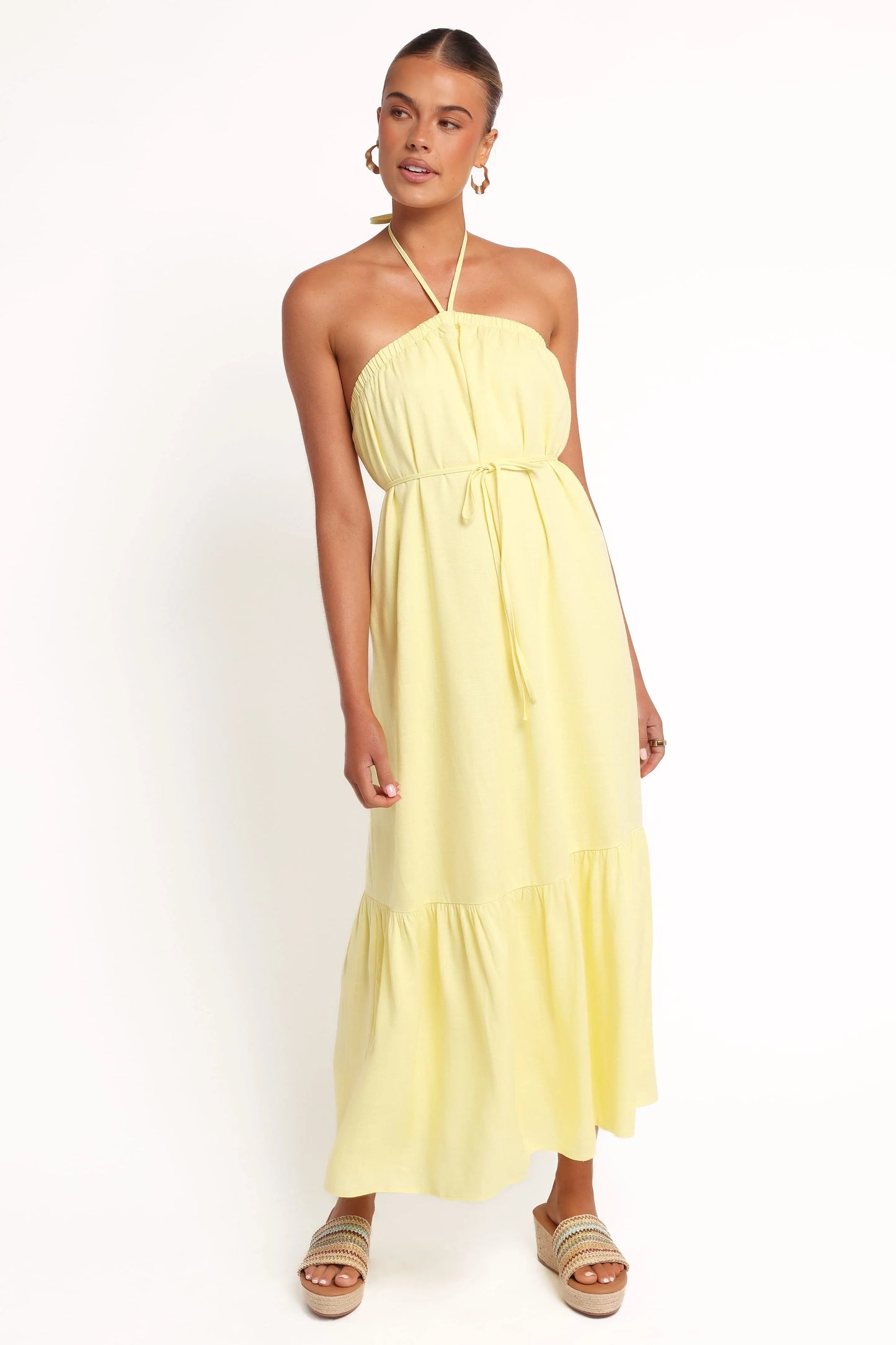 View Halterneck Maxi Dress - Lemon