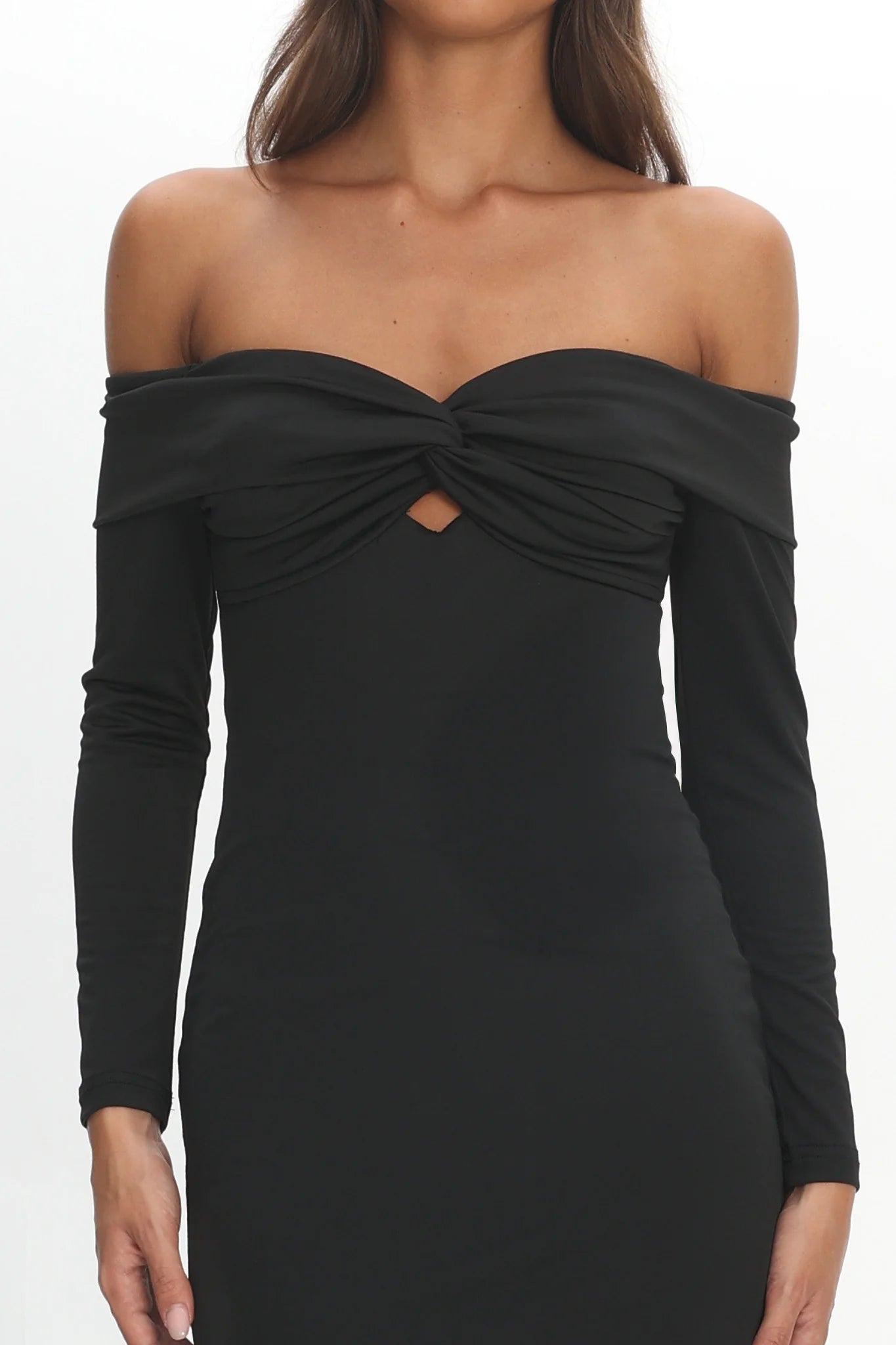 Oliana Twist Bust Maxi Dress Black