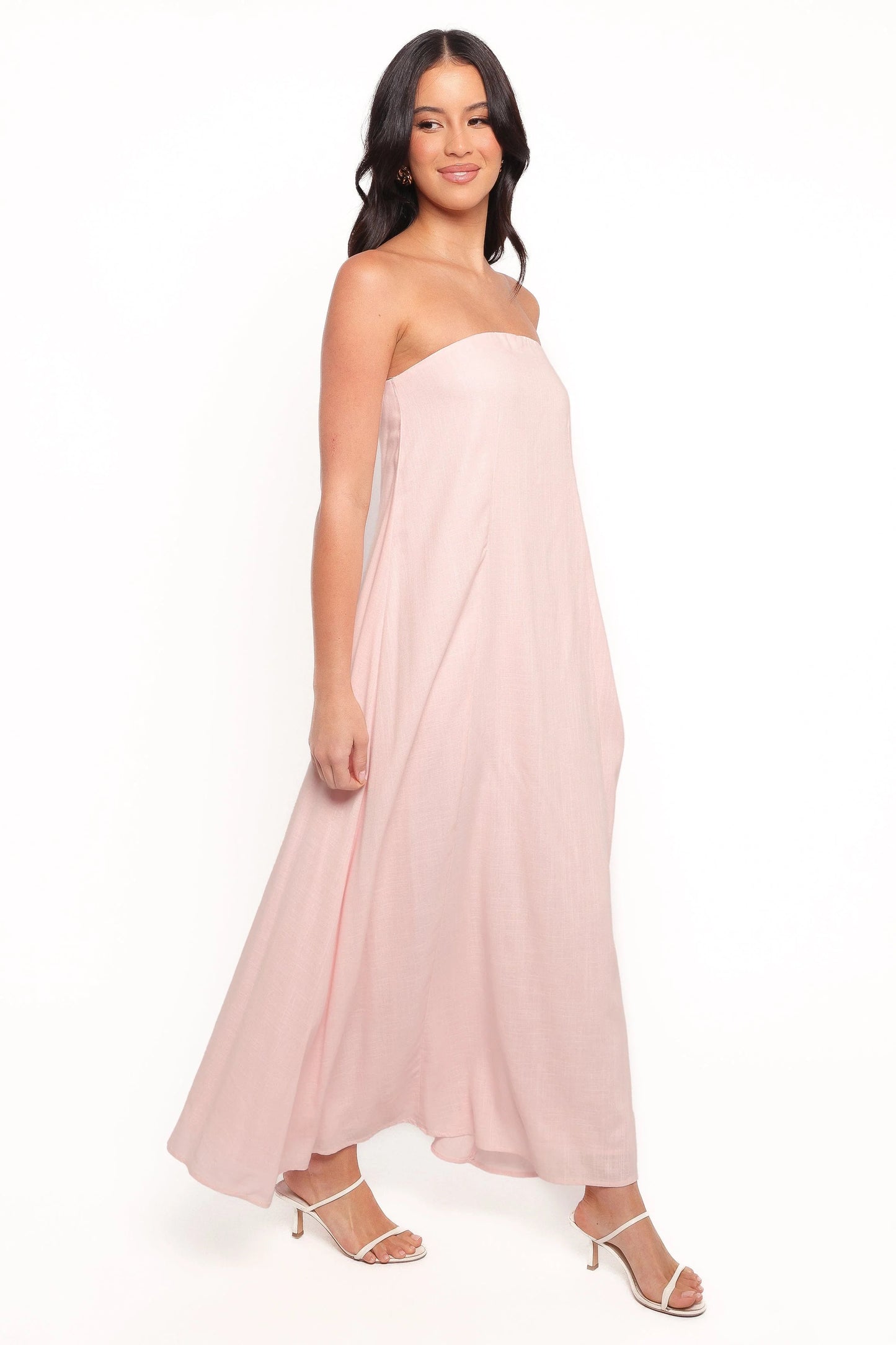 Bethany Strapless Midi Dress - Rosewater