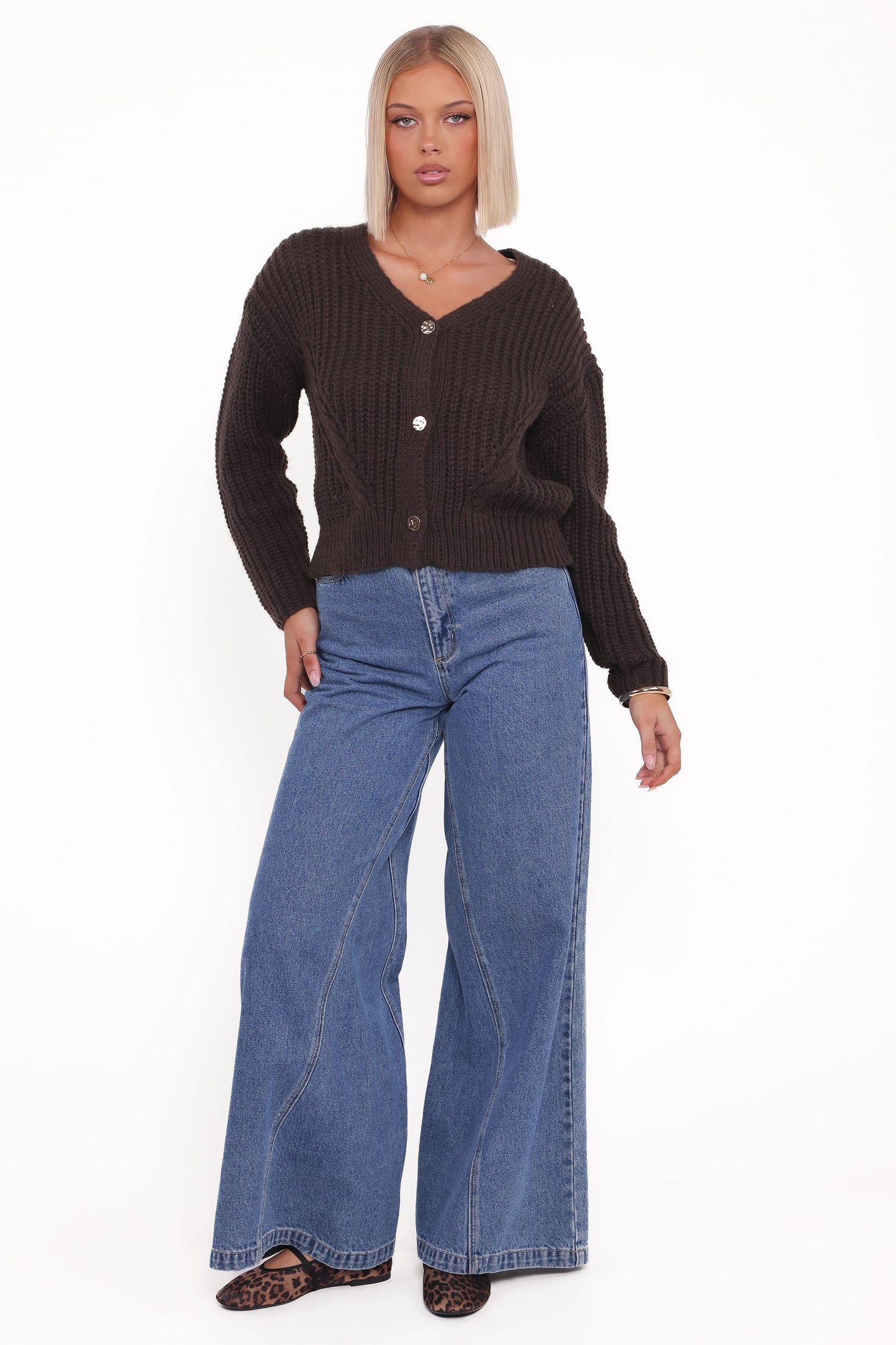 Henderson Thick Knit Cardigan - Brown