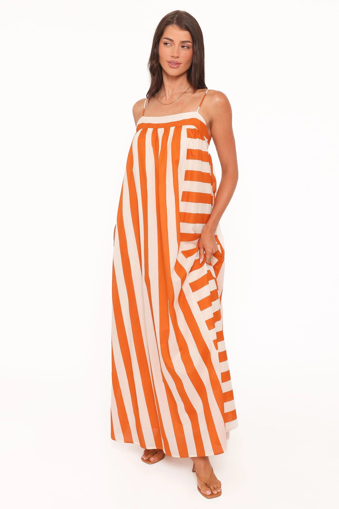 Yanika Maxi Dress - Orange/White Stripe