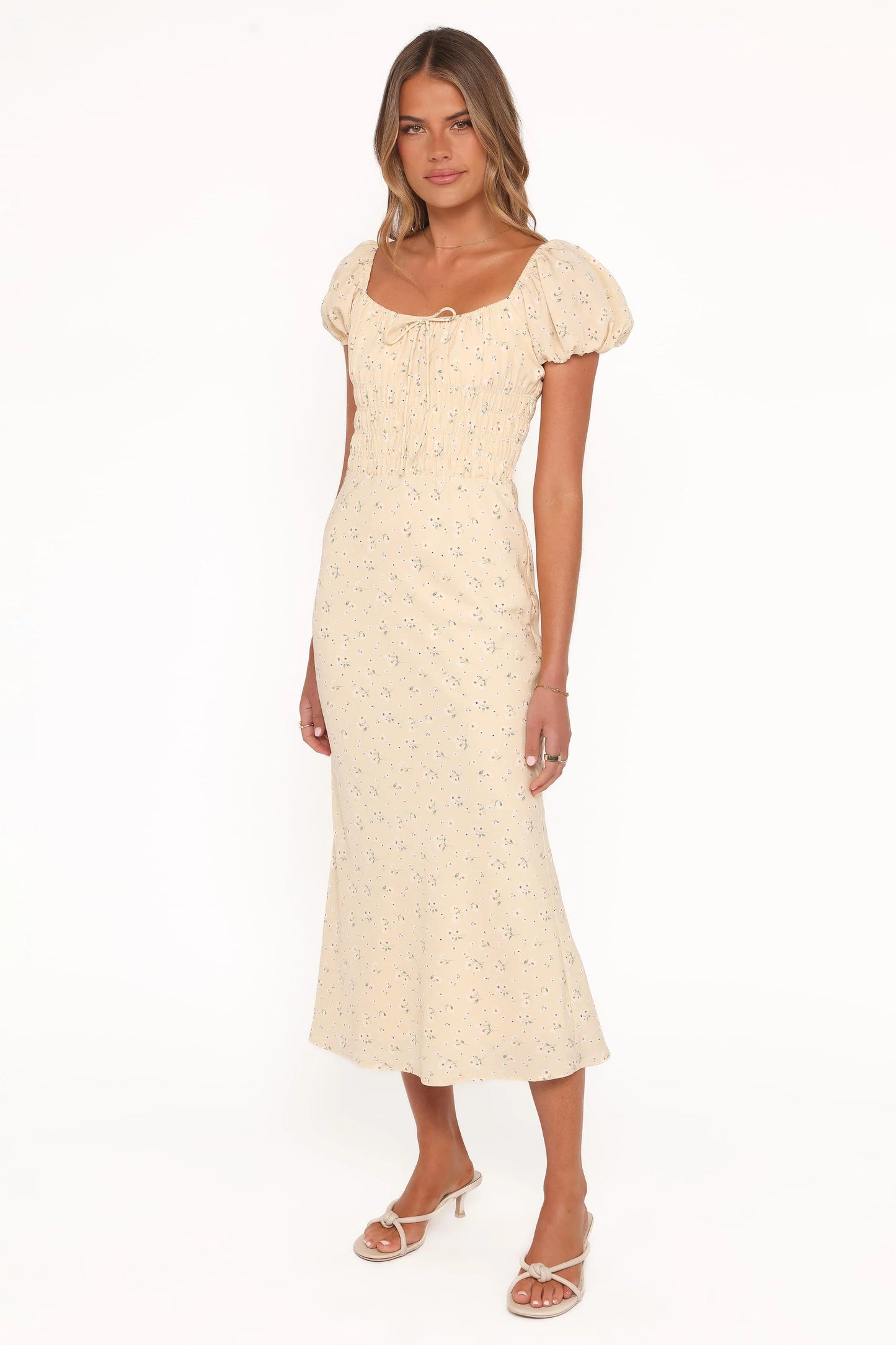 Teigan Midi Dress - Yellow Floral
