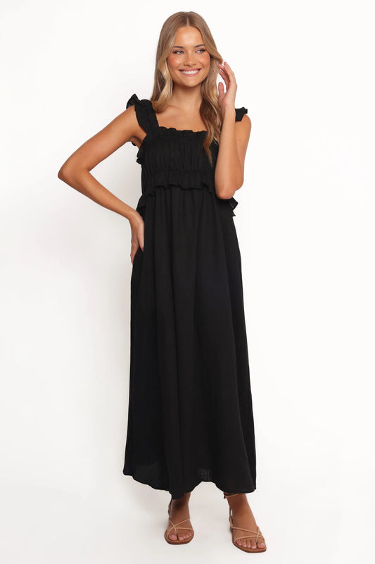 Ross Frill Strap Maxi Dress - Black