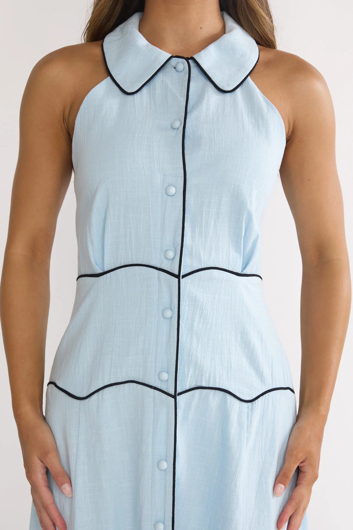 Teagun Collared Button Maxi Dress Blue