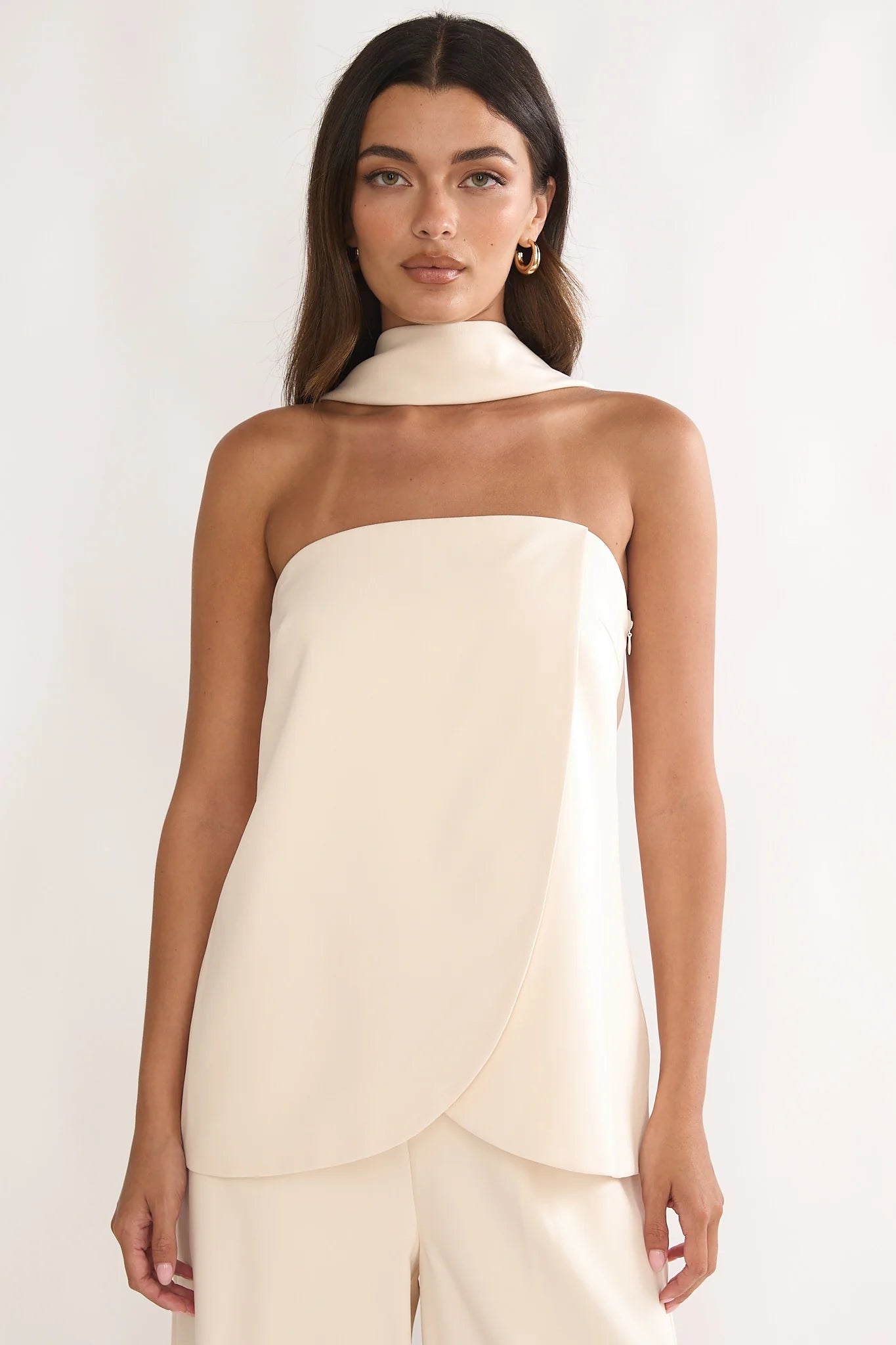 Florene Strapless Split Scarf Top Vanilla