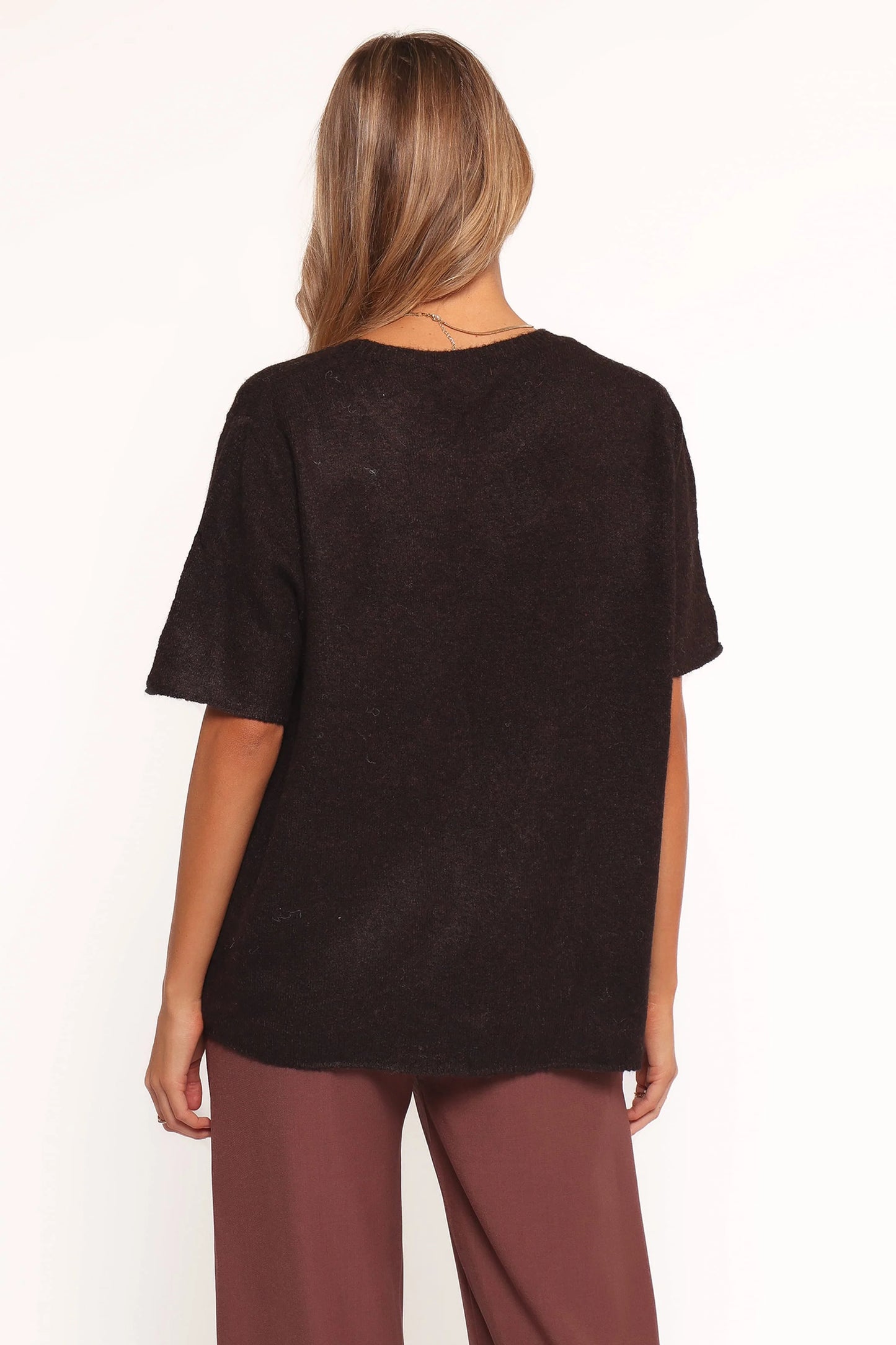 Morris Short Sleeve Oversized Sweater Tee - Dark Chocolate