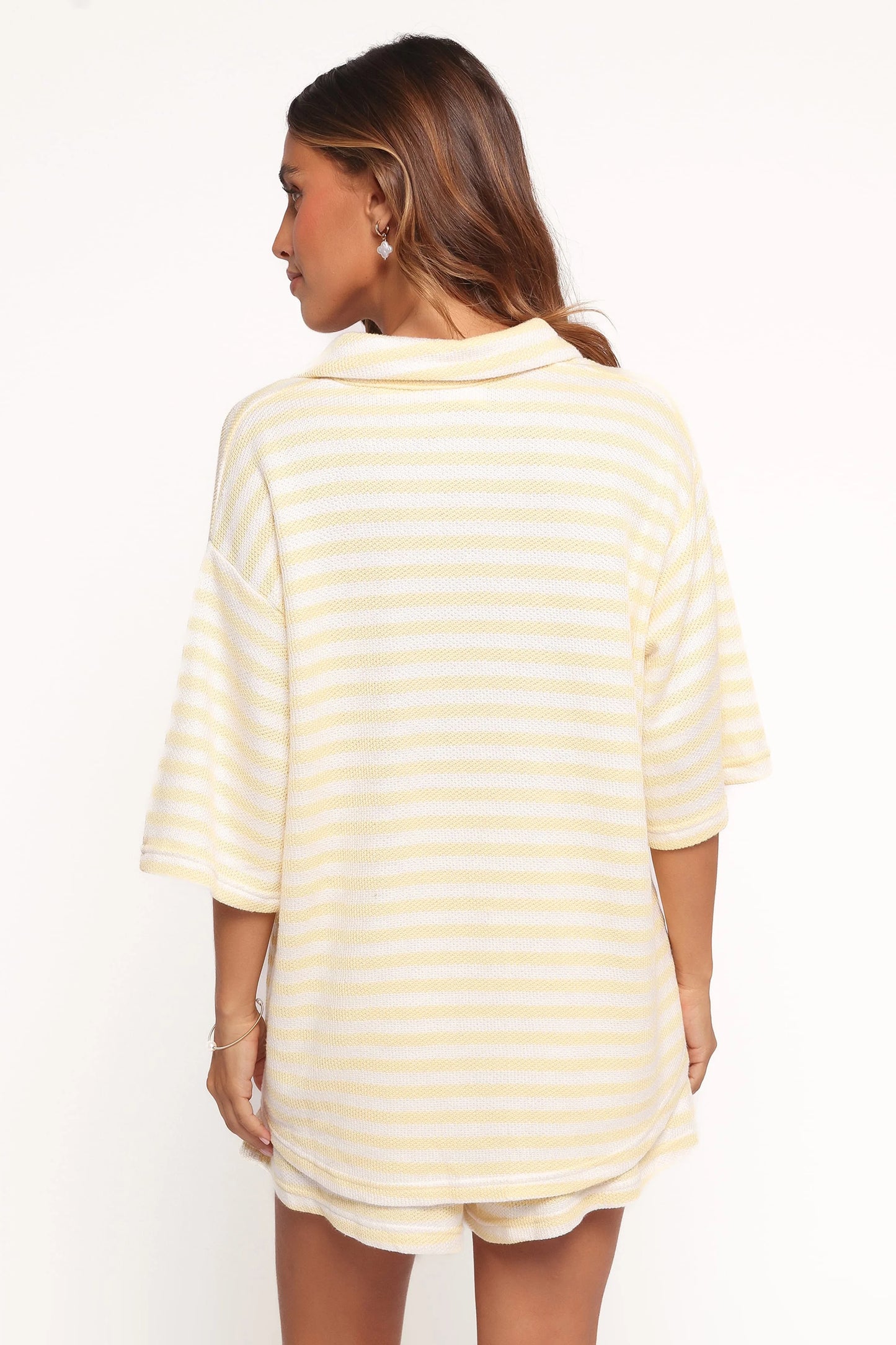 Sunny Knitted Short Set - Yellow Stripe