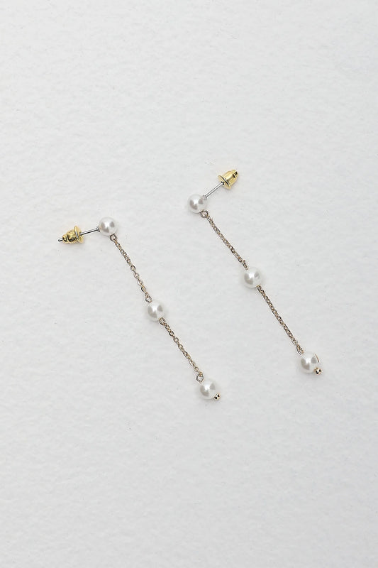 Ophir Chain Drop Earrings Gold Pearl