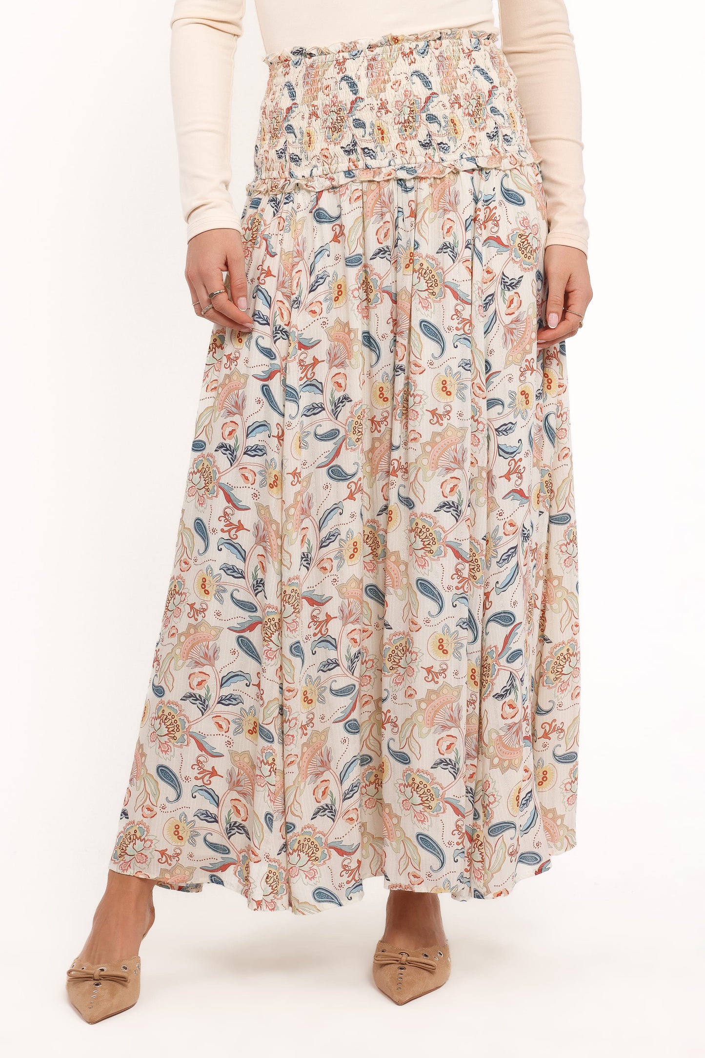 Seana Shirred Waist Maxi Skirt - Paisley