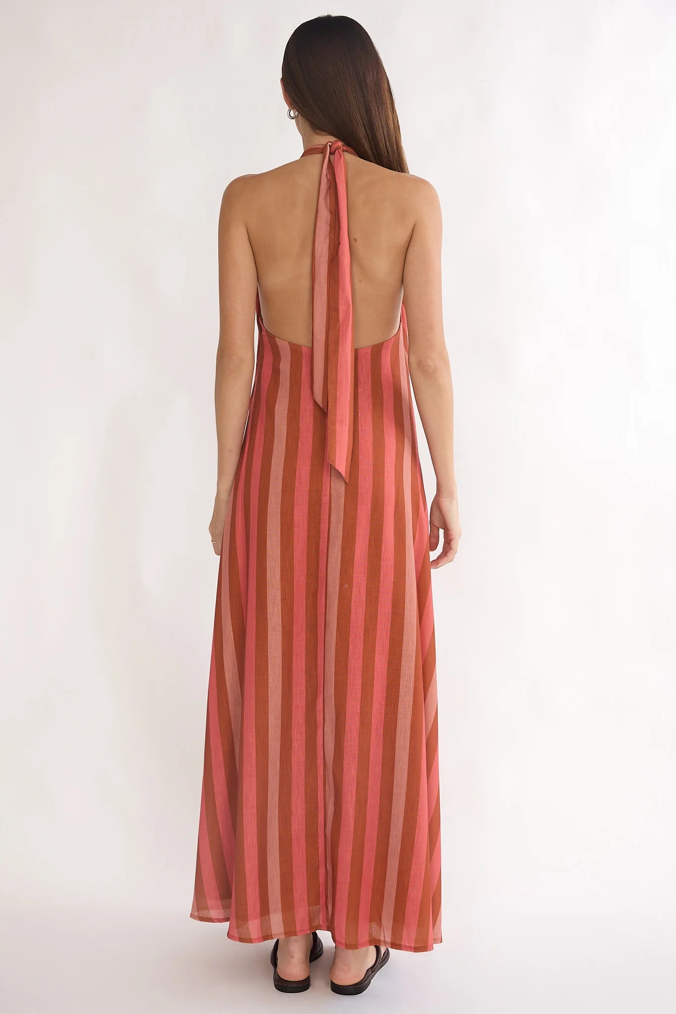 Cheer Backless Halter Maxi Dress Pink Multi