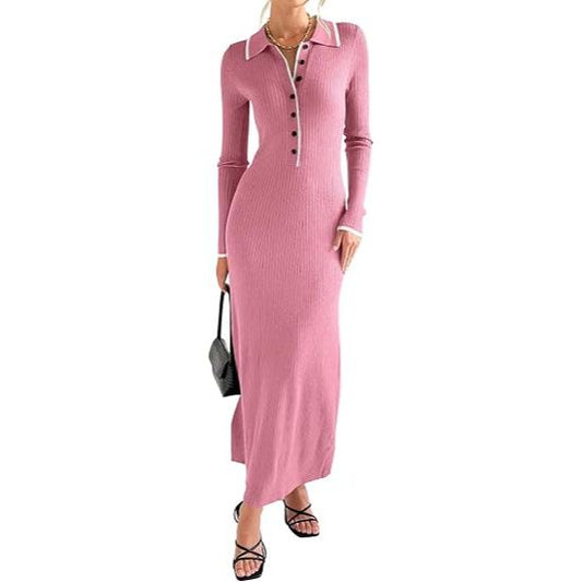 Women’s Soft Stretchy V-Neck Maxi Sweater Dress